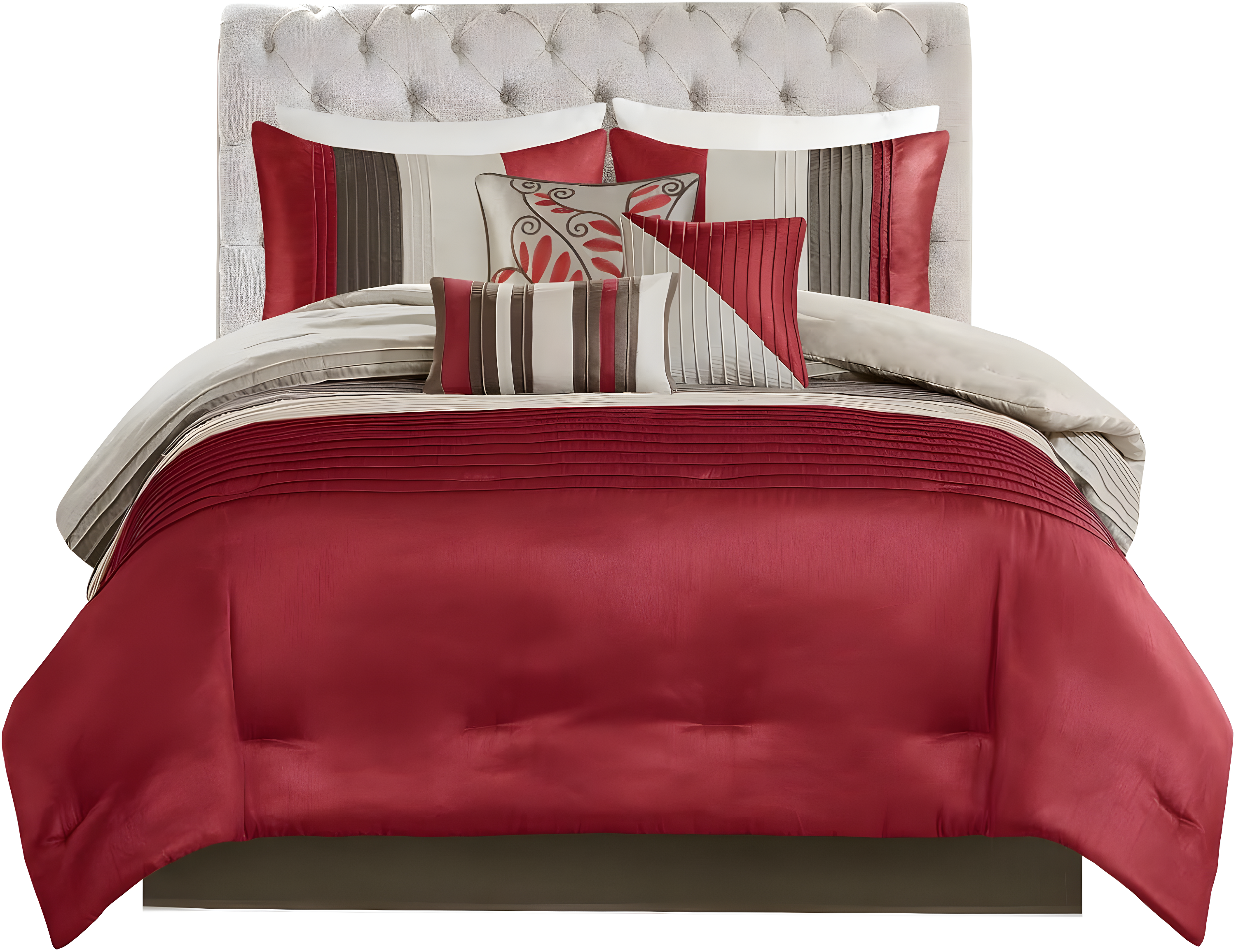 Madison Park Amherst 7 Piece Striped and Pleated Comforter Set