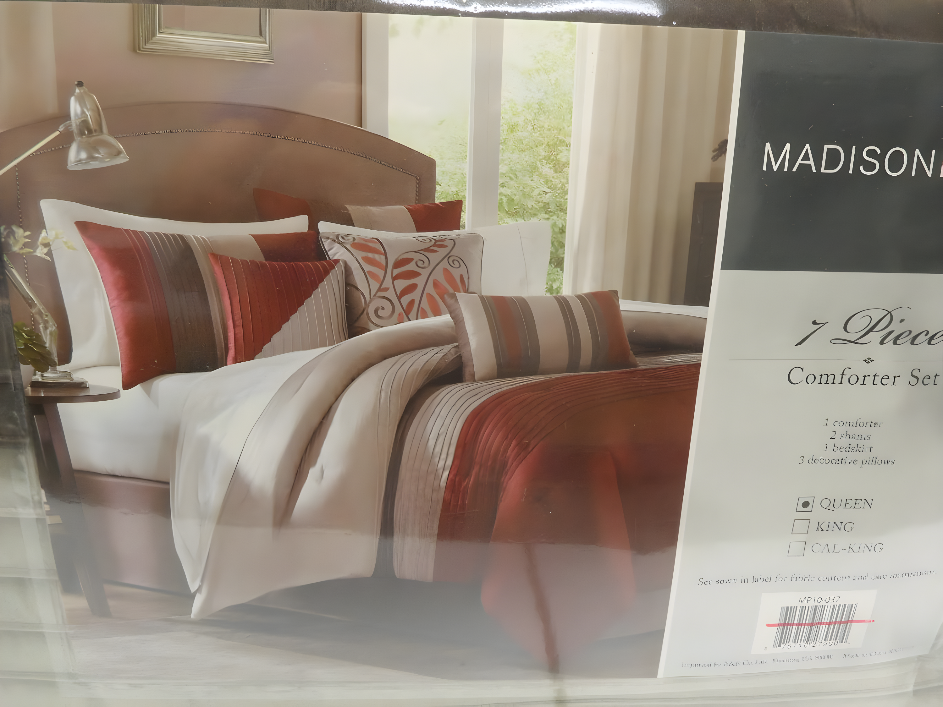 Madison Park Amherst 7 Piece Striped and Pleated Comforter Set