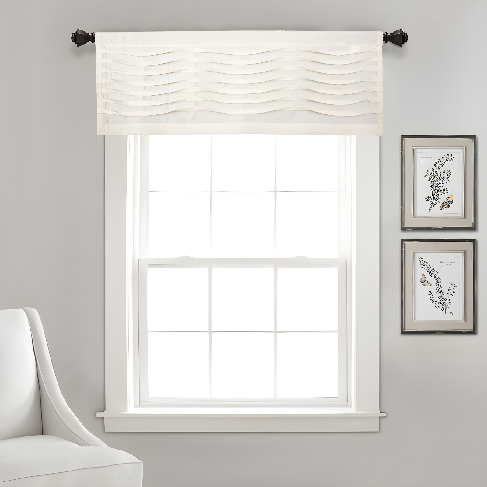 Lush Decor Tailored 52'' W Window Valance Blue,Cream,Dark Gray,Light Gray,White