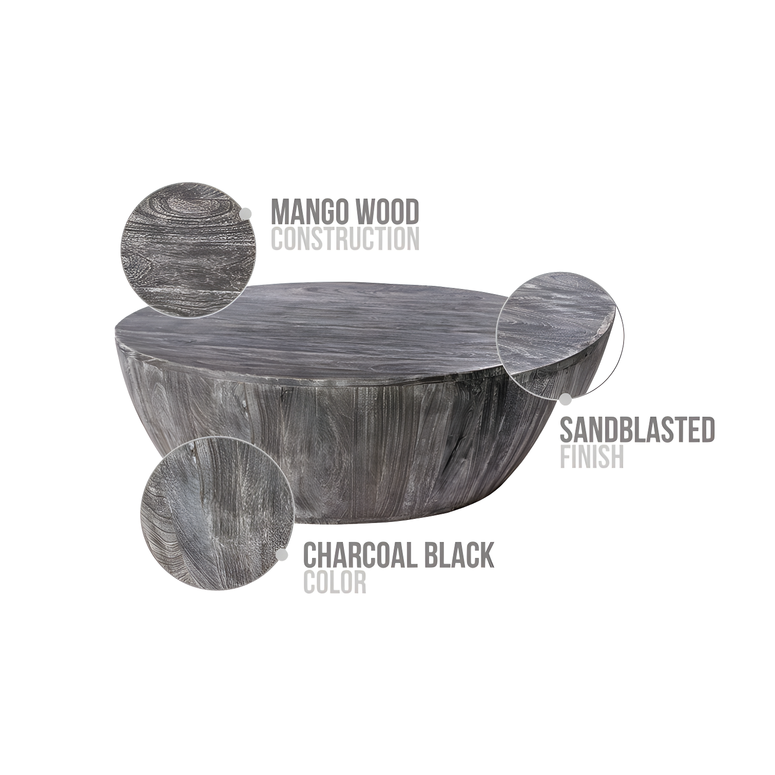 Teasdale Solid Wood Single Drum Coffee Table