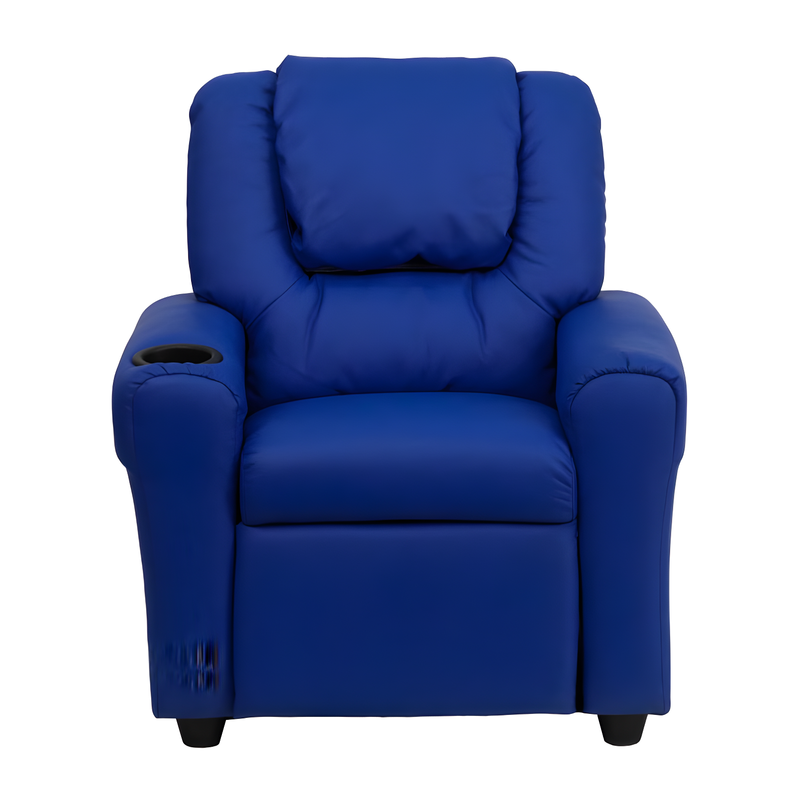 Emma and Oliver Blue Vinyl Kids Recliner with Cup Holder and Headrest