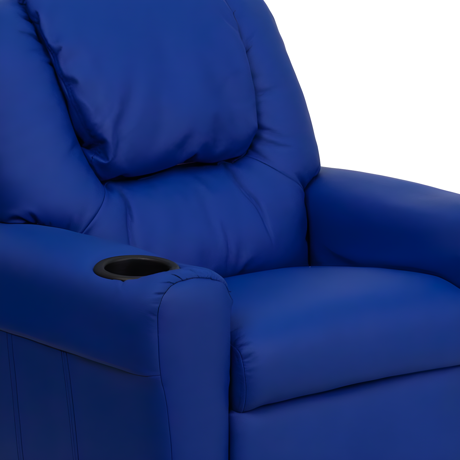 Emma and Oliver Blue Vinyl Kids Recliner with Cup Holder and Headrest