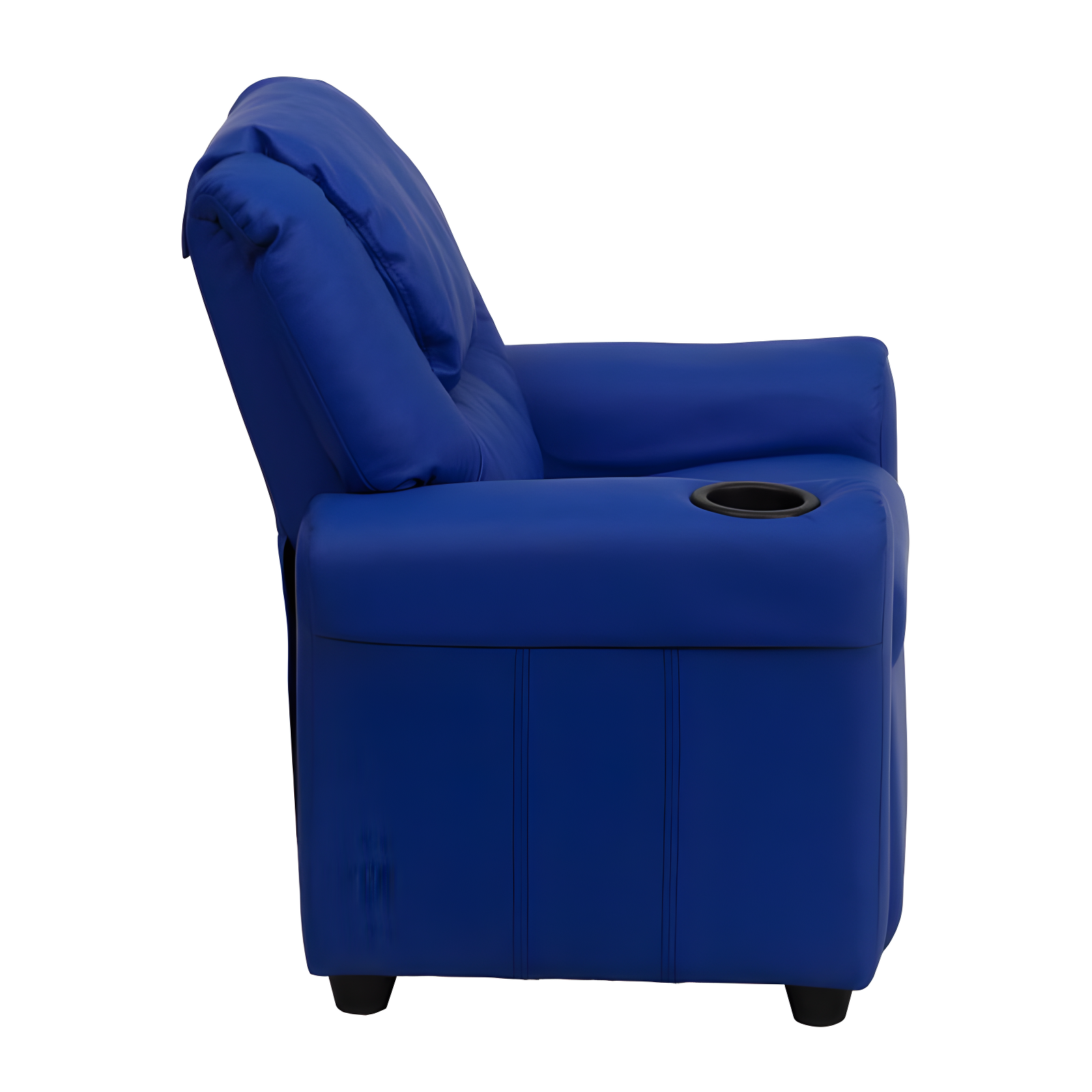 Emma and Oliver Blue Vinyl Kids Recliner with Cup Holder and Headrest