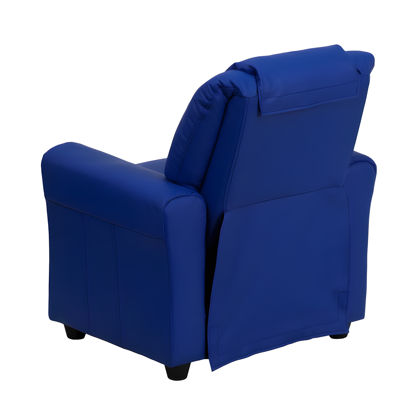 Emma and Oliver Blue Vinyl Kids Recliner with Cup Holder and Headrest