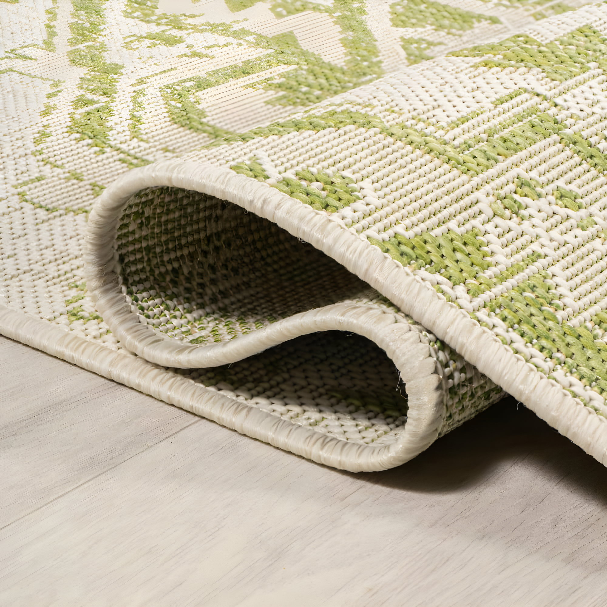 3' x 5' Estrella Bohemian Styled Medallion Textured Weave Indoor/Outdoor Area Rug, Cream/Green - JONATHAN Y