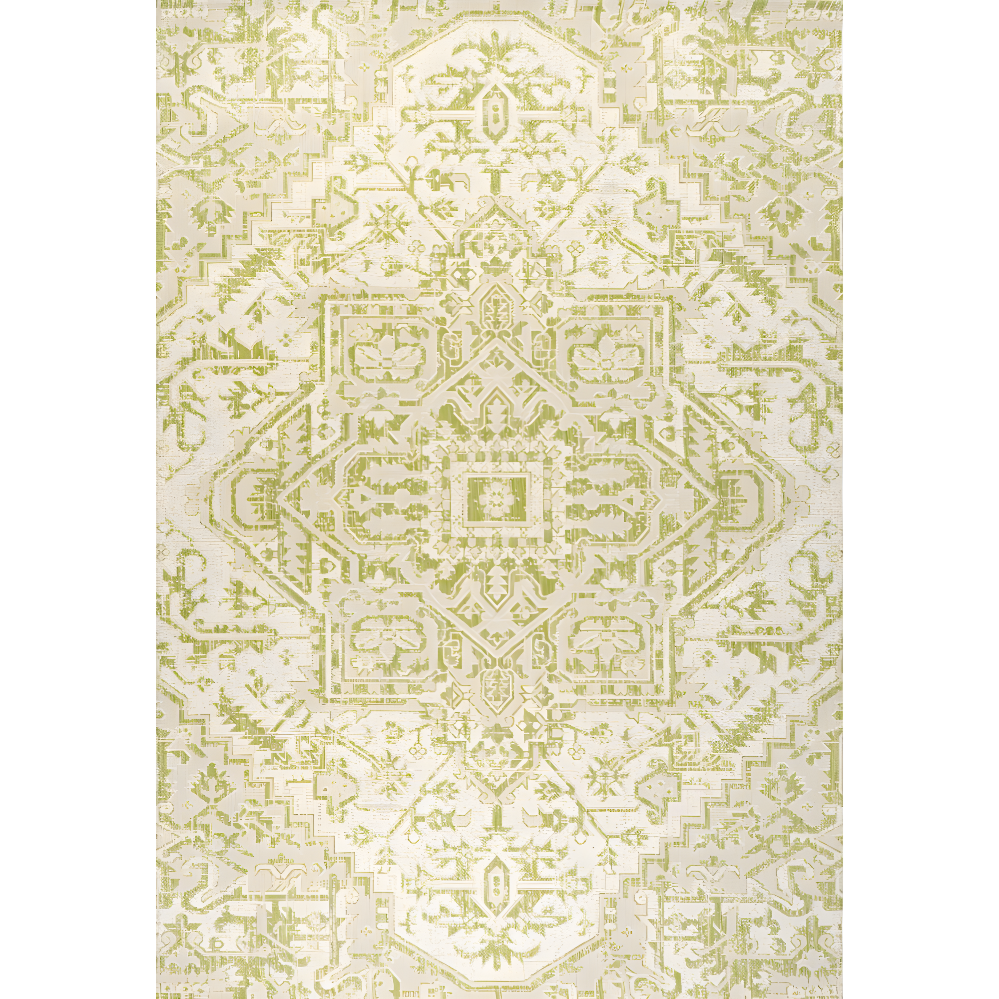 3' x 5' Estrella Bohemian Styled Medallion Textured Weave Indoor/Outdoor Area Rug, Cream/Green - JONATHAN Y
