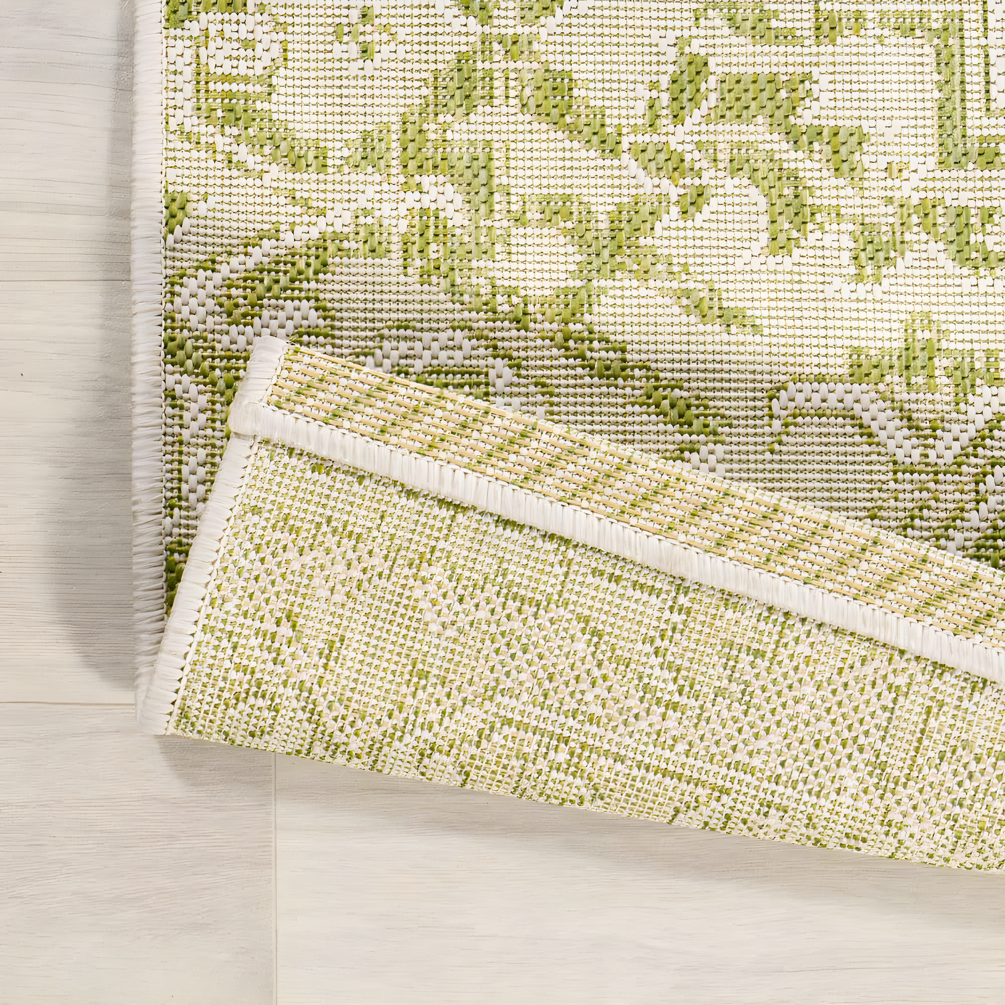3' x 5' Estrella Bohemian Styled Medallion Textured Weave Indoor/Outdoor Area Rug, Cream/Green - JONATHAN Y