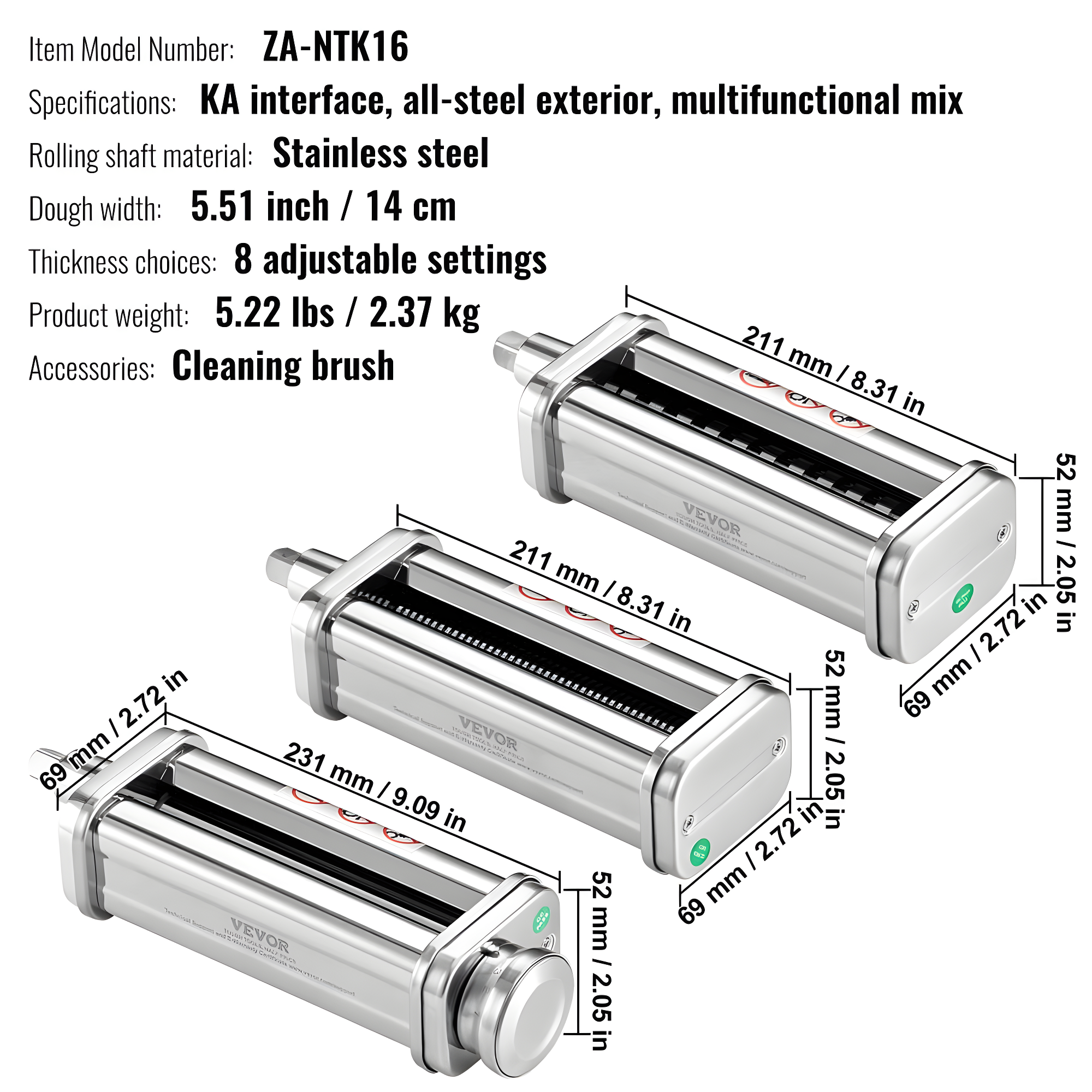 VEVOR VEVOR Pasta Maker Attachment (Set of 3)