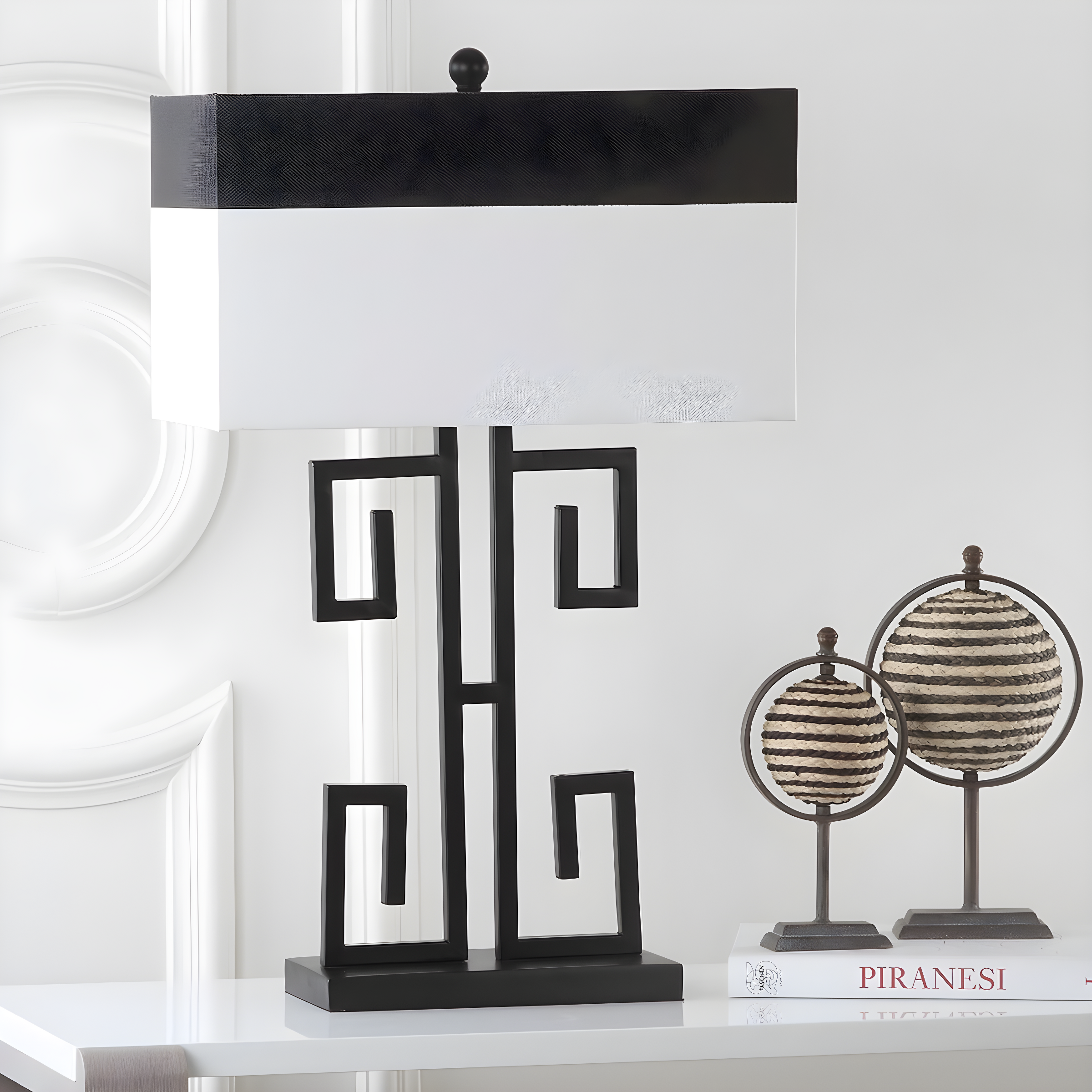 Greek Key Table Lamp (Set of 2) - 28 Inch Height - LIT4071 - Black - Safavieh