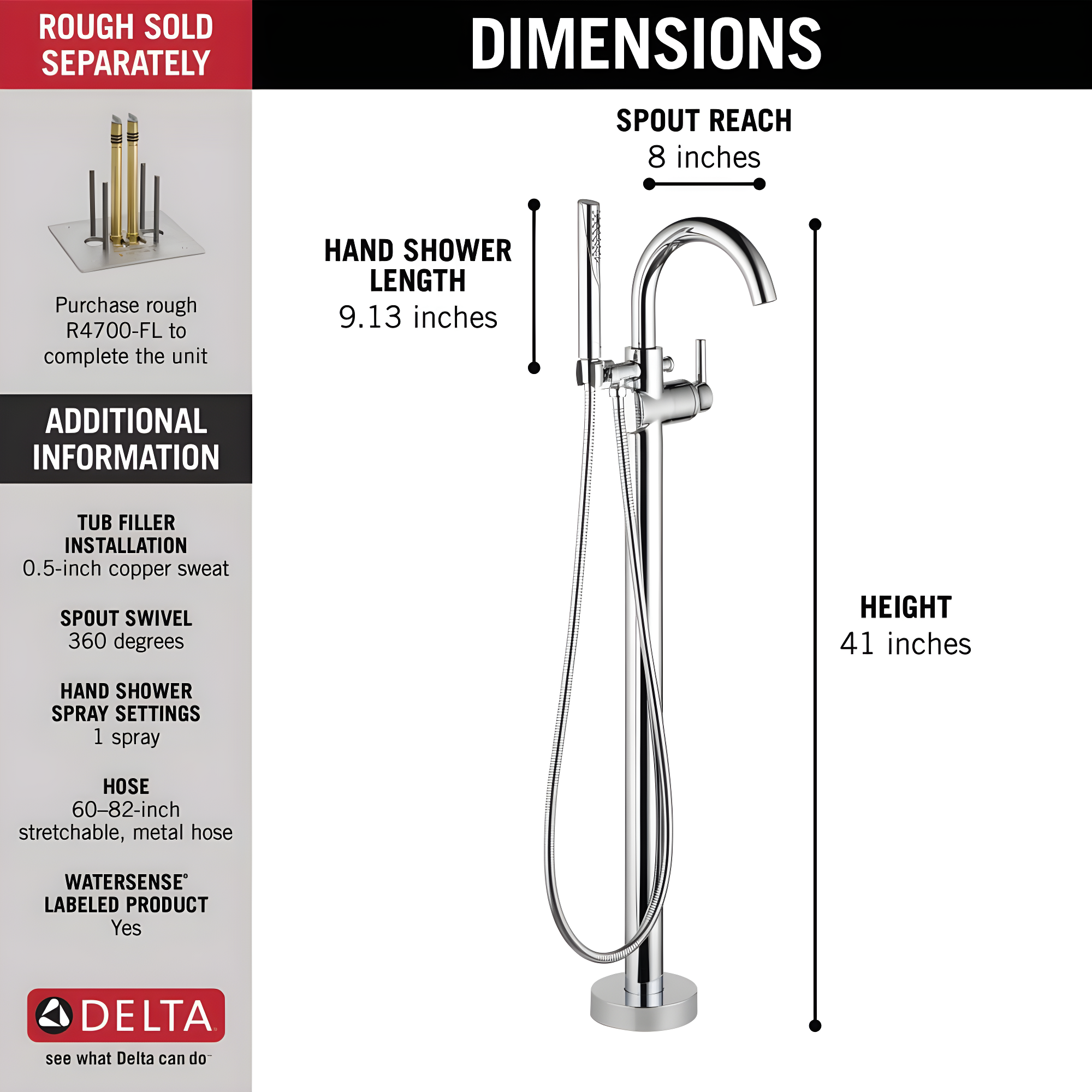 Trinsic Single Handle Floor Mounted Freestanding Tub Filler