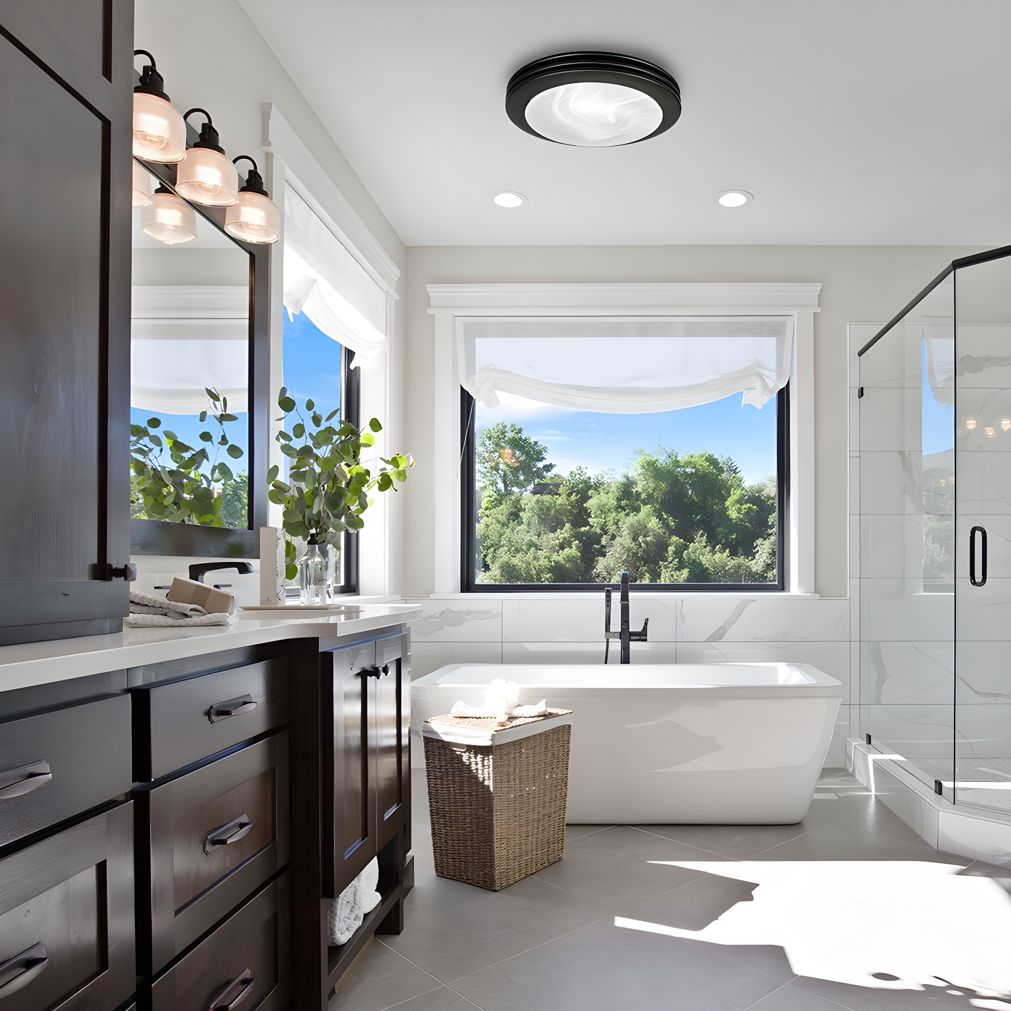 80 CFM Bathroom Fan with LED Light Round Ceiling Exhaust Ventilation Fan
