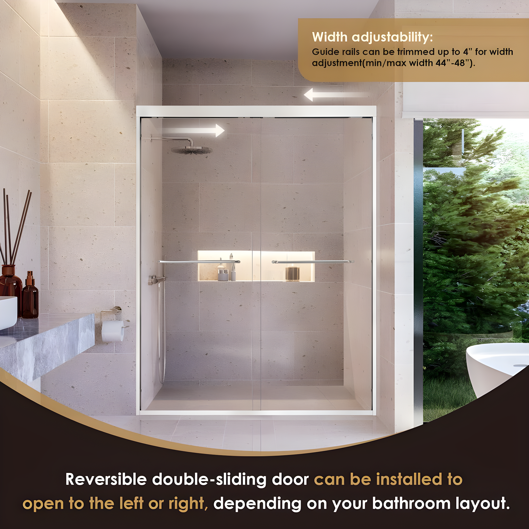 Ennis 60" W x 76" H By Pass Framed Shower Door with Clear Glass