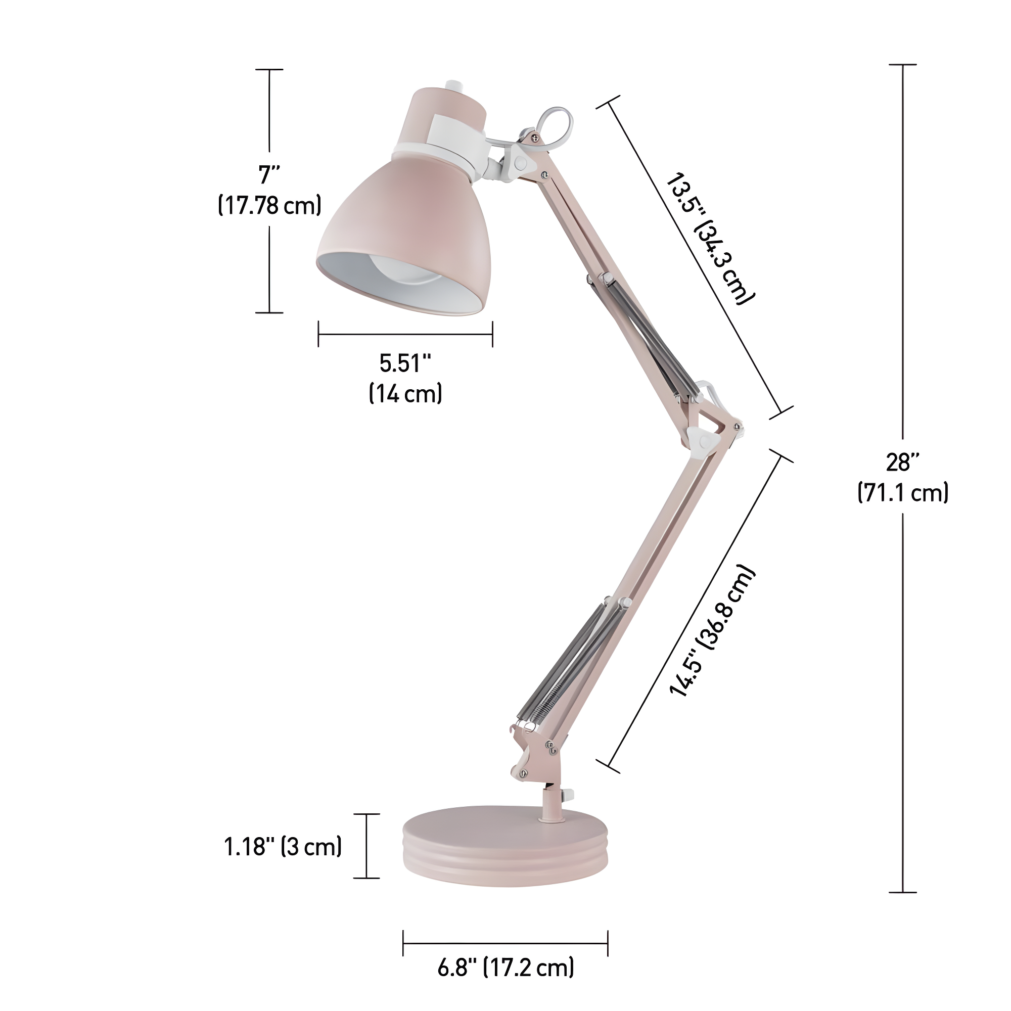 Globe Electric Architect 28" Matte Rose Swing Arm Desk Lamp