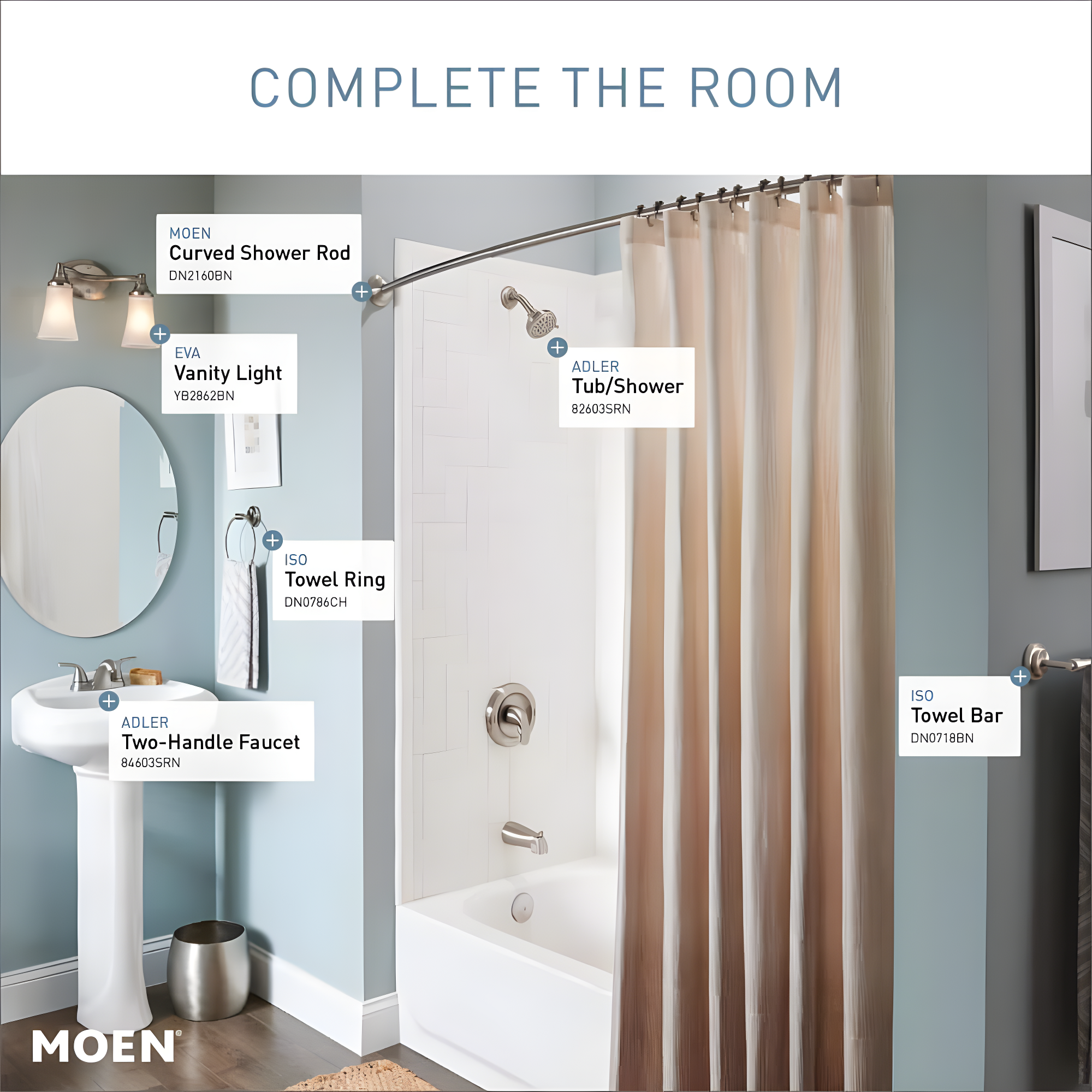 Moen 82613 Spot Resist Brushed Nickel Adler Tub And Shower Package