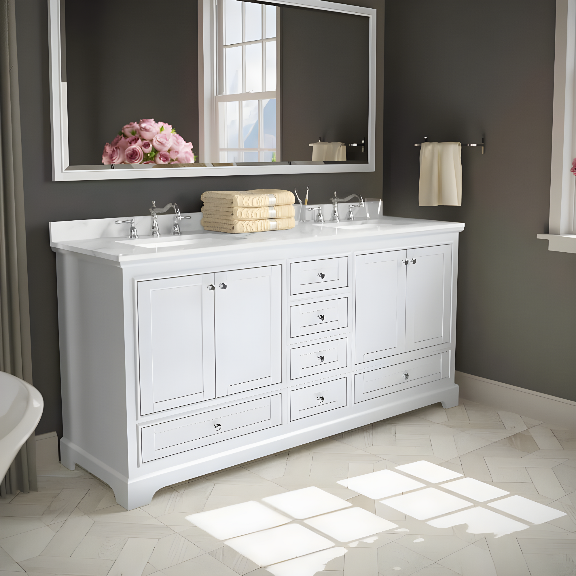 Wyndham Collection Deborah 72" Double Bathroom Vanity Set & Reviews | Wayfair