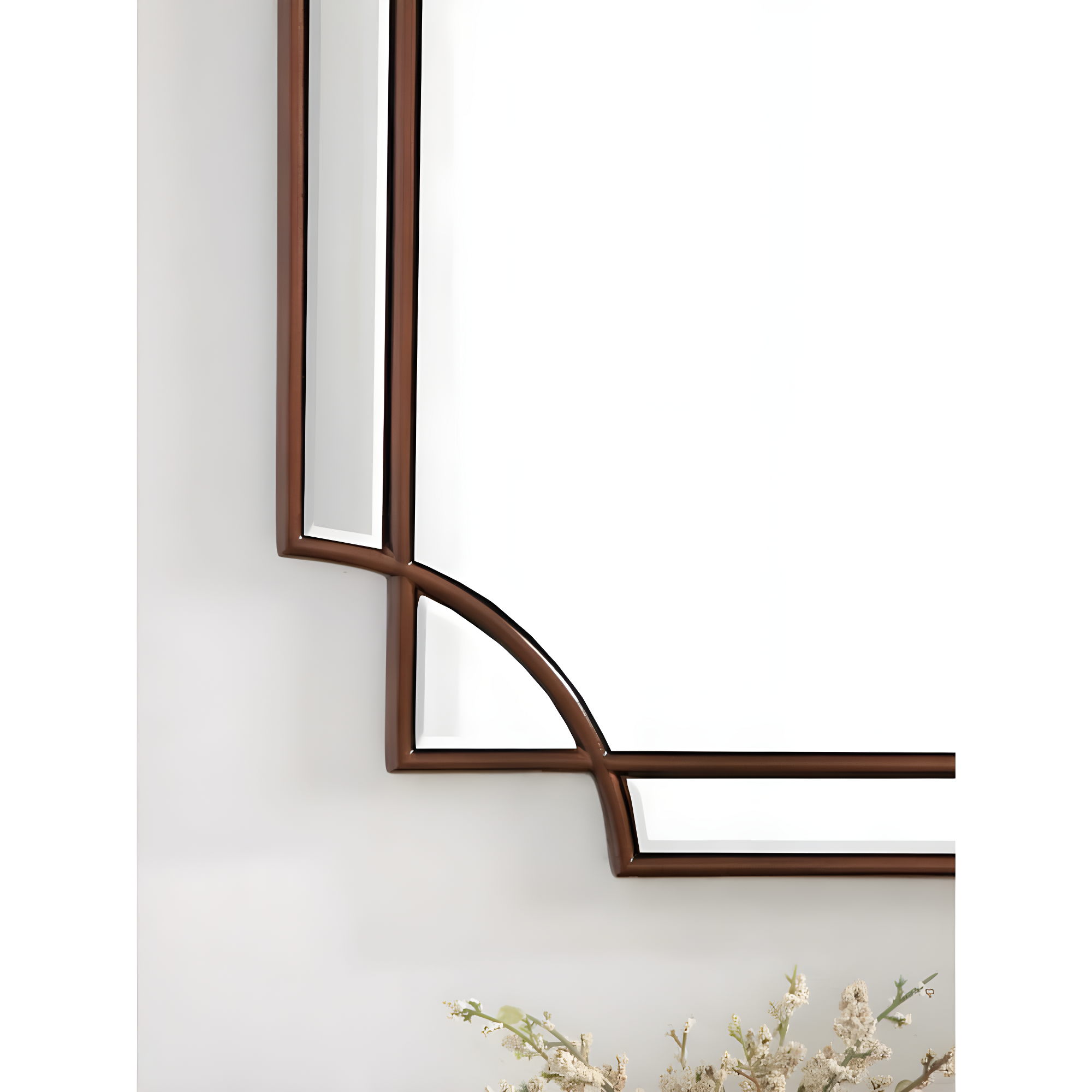 Kate and Laurel Minuette Traditional Square Mirror, 24 x 24, Bronze, Decorative Farmhouse Mirror with Elegant Scalloped Interlocking Geometry With Slim Profile