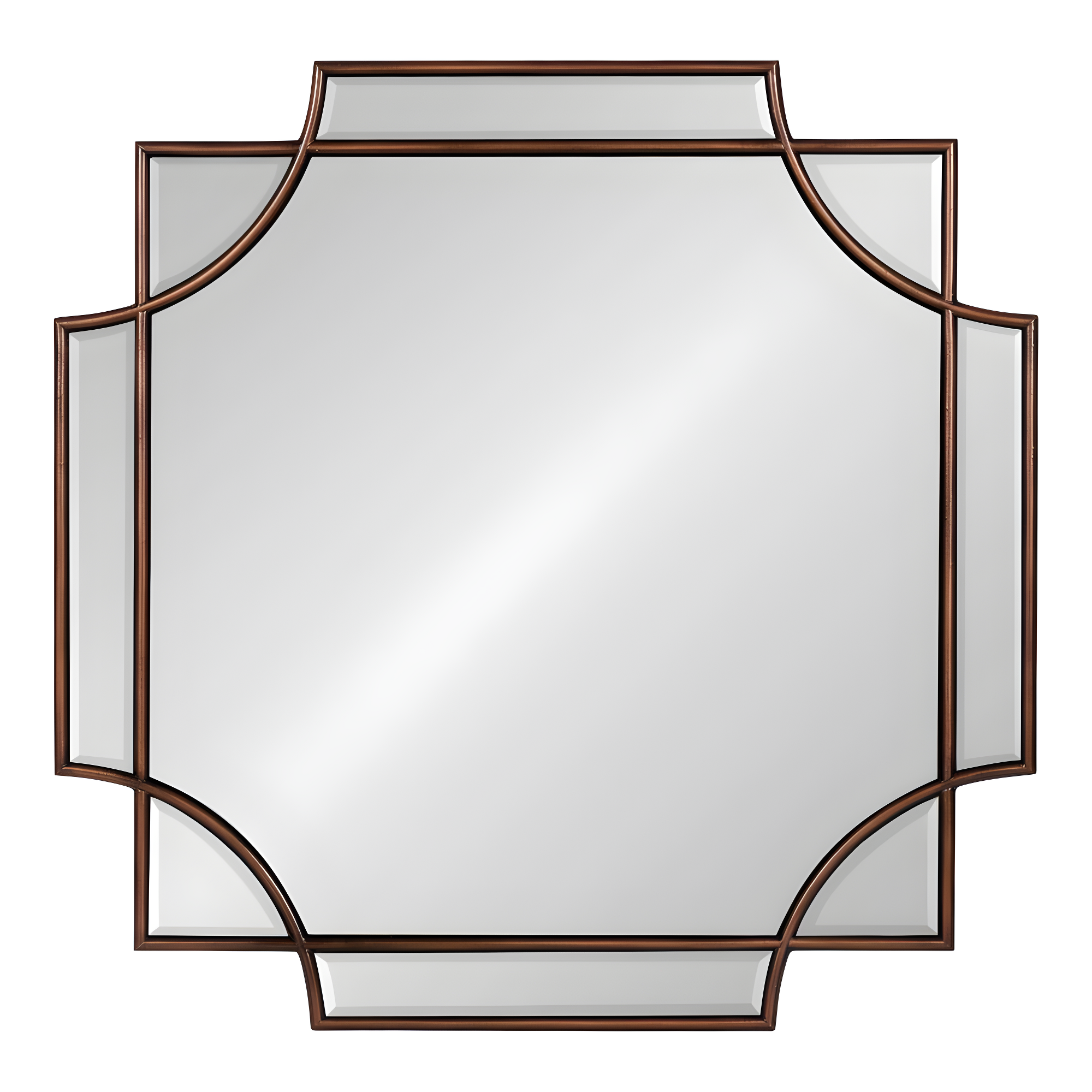 Kate and Laurel Minuette Traditional Square Mirror, 24 x 24, Bronze, Decorative Farmhouse Mirror with Elegant Scalloped Interlocking Geometry With Slim Profile