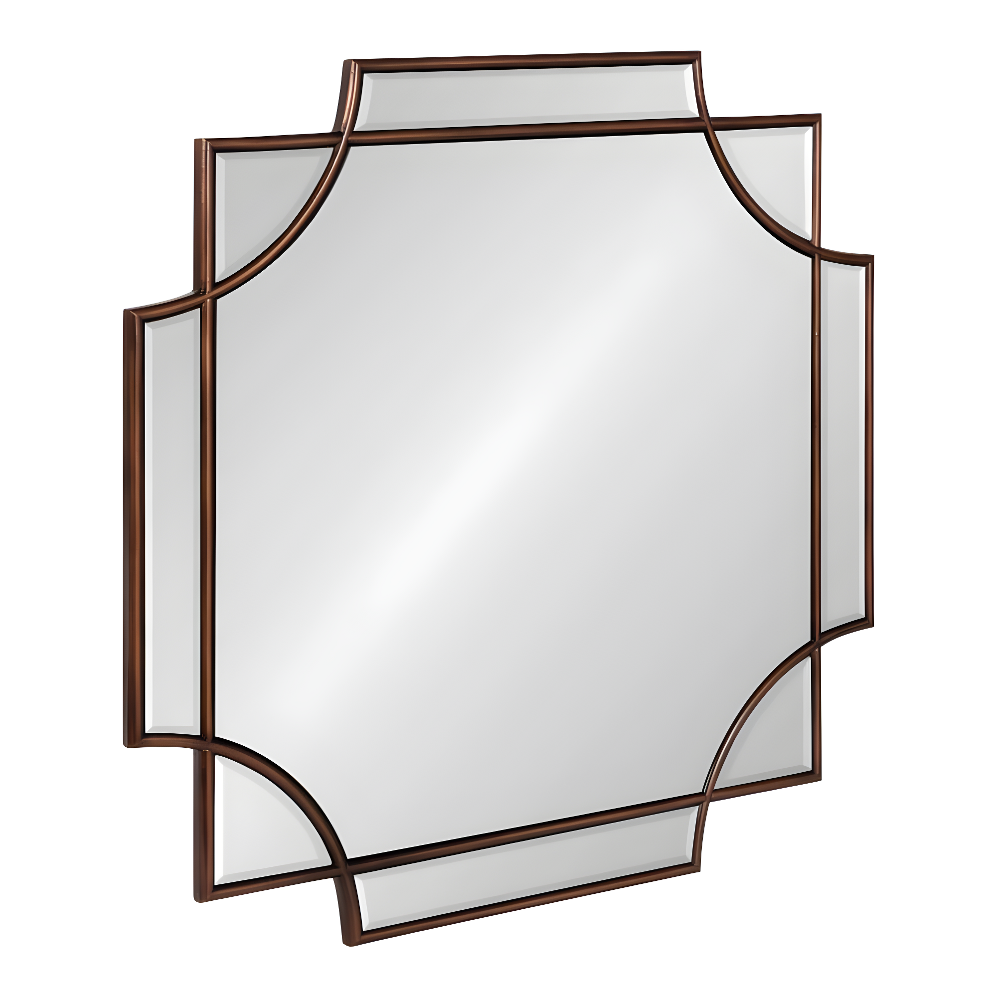 Kate and Laurel Minuette Traditional Square Mirror, 24 x 24, Bronze, Decorative Farmhouse Mirror with Elegant Scalloped Interlocking Geometry With Slim Profile