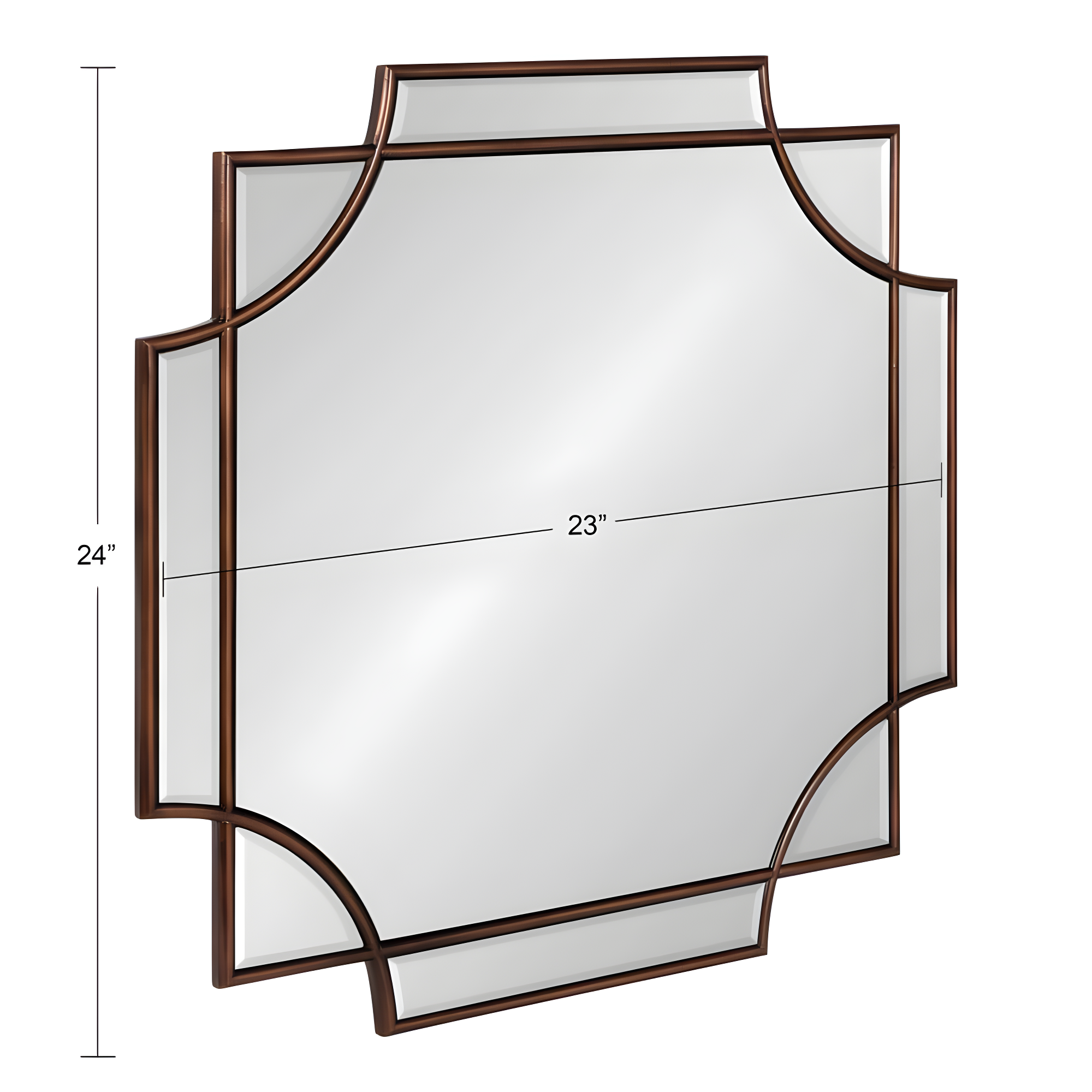 Kate and Laurel Minuette Traditional Square Mirror, 24 x 24, Bronze, Decorative Farmhouse Mirror with Elegant Scalloped Interlocking Geometry With Slim Profile