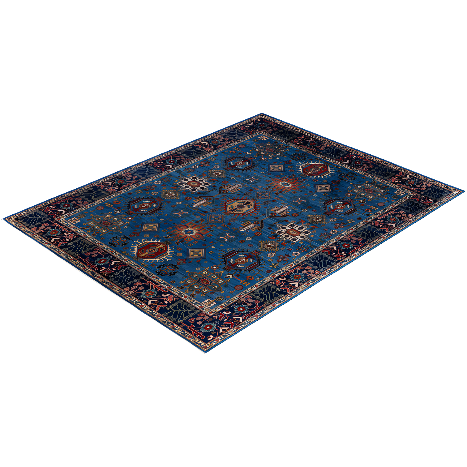 Solo Rugs One-of-a-Kind Rectangle 8' X 10'3" Wool Area Rug Light Blue/Red/Brown/Navy
