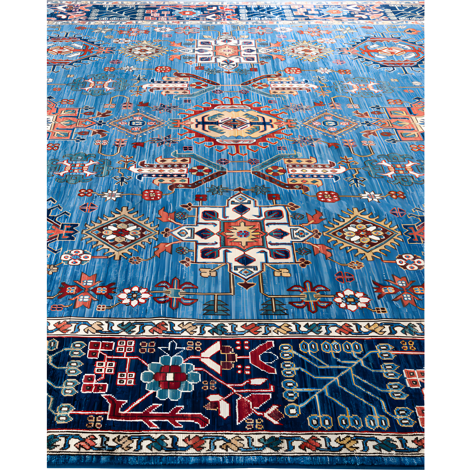 Solo Rugs One-of-a-Kind Rectangle 8' X 10'3" Wool Area Rug Light Blue/Red/Brown/Navy