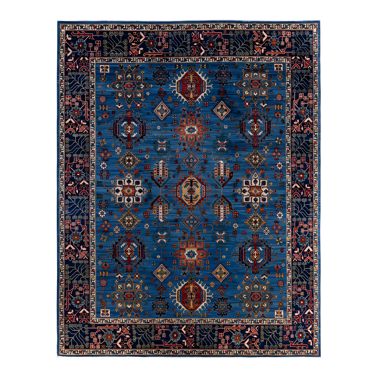 Solo Rugs One-of-a-Kind Rectangle 8' X 10'3" Wool Area Rug Light Blue/Red/Brown/Navy