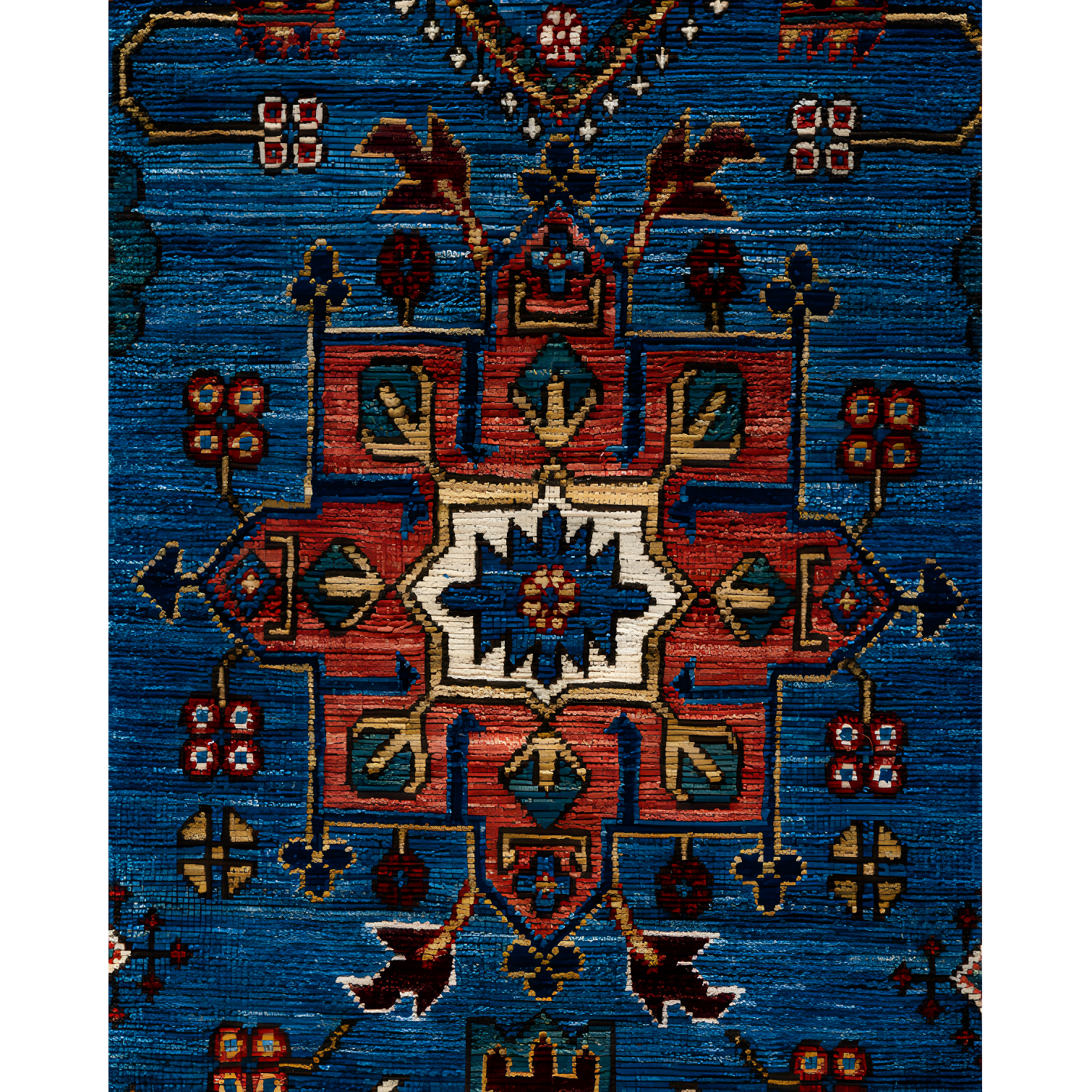 Solo Rugs One-of-a-Kind Rectangle 8' X 10'3" Wool Area Rug Light Blue/Red/Brown/Navy
