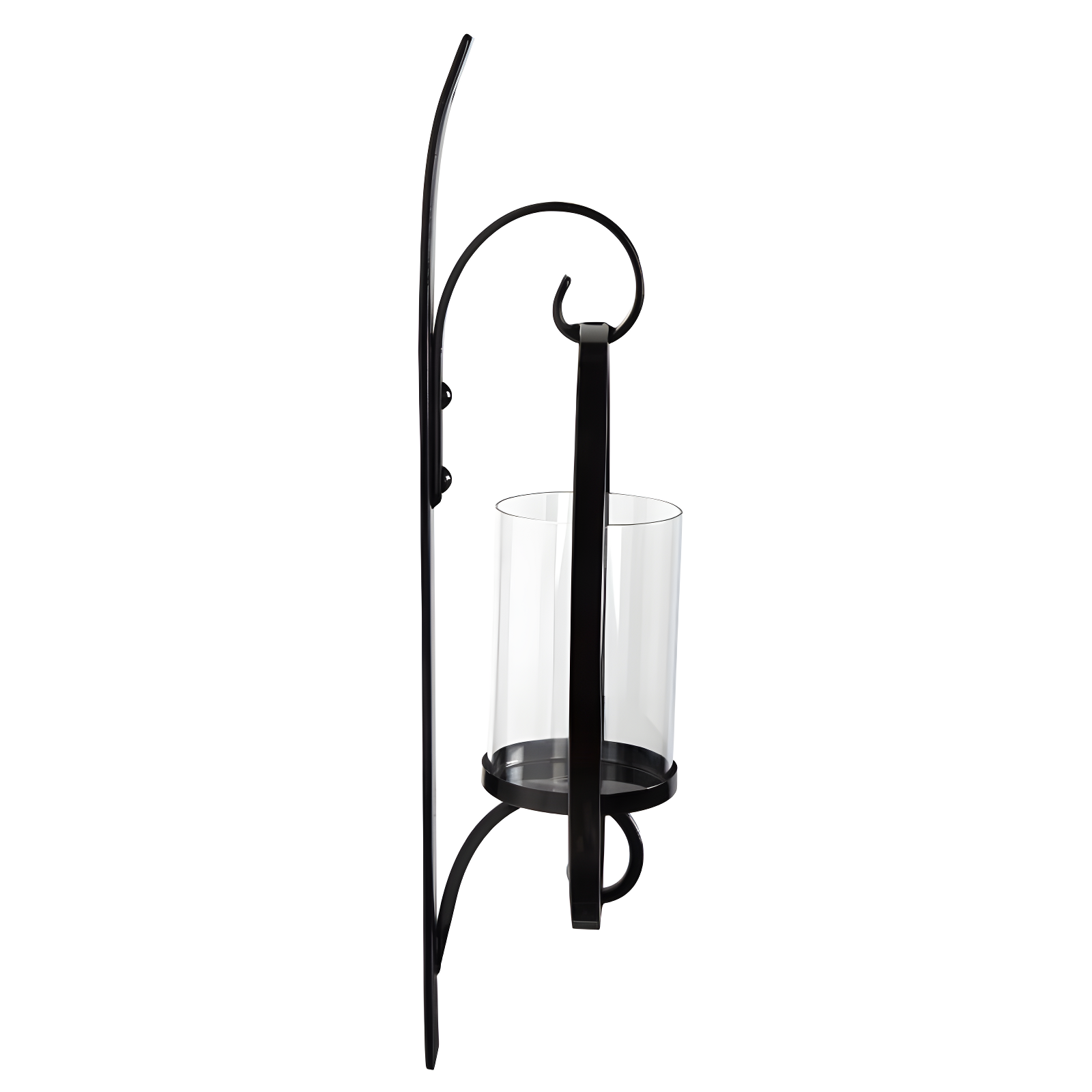 Kate and Laurel Doria Round Metal Wall Sconce, 12x22, Black
