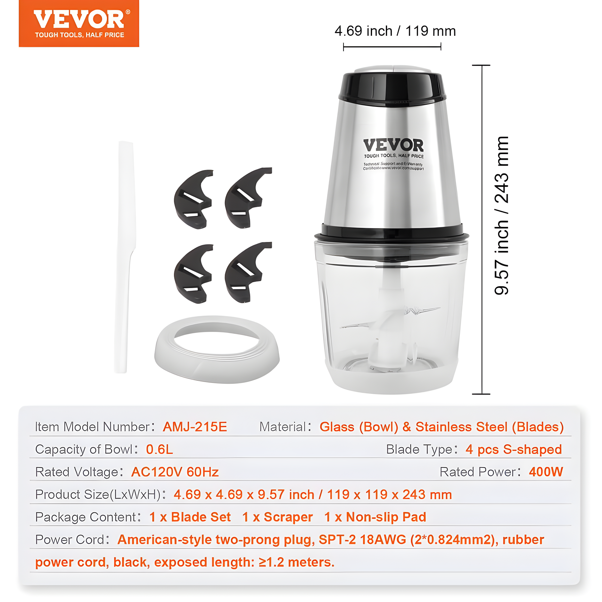 VEVOR VEVOR 2.5 Cup Food Processor