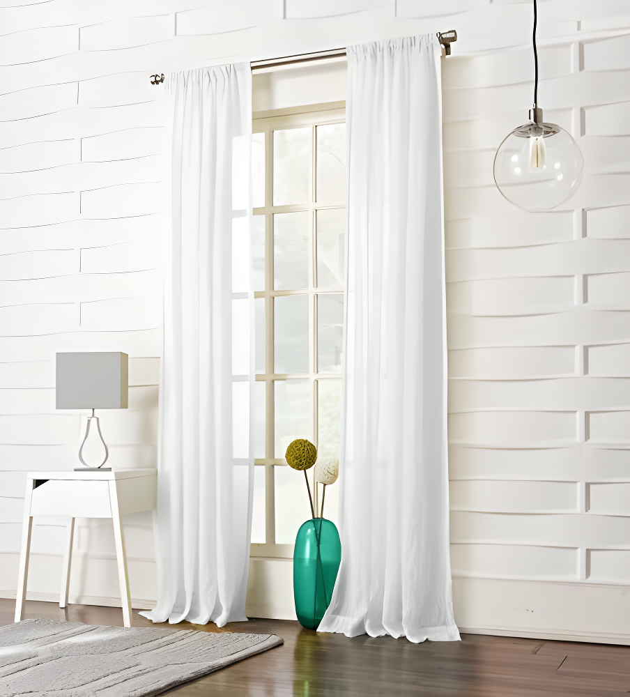50"x95" No. 918 Sheer Avril Crushed Texture Rod Pocket Curtain Panel White: Light Filtering, Polyester, Machine Washable