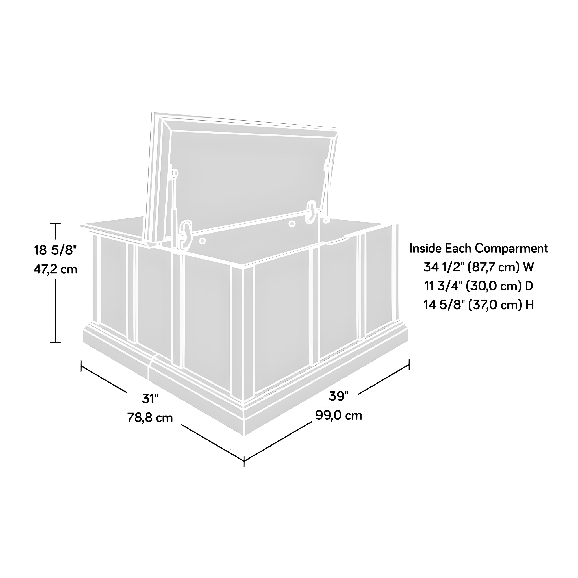 Cottage Road Storage Coffee Table White - Sauder: Split Top, Metal Frame, CARB Certified