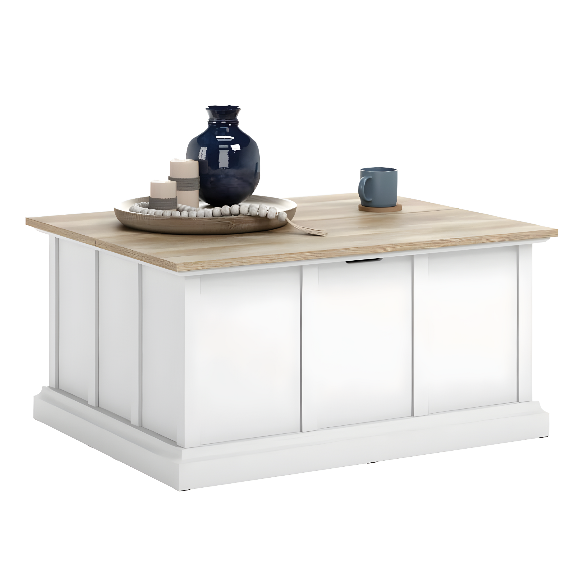 Cottage Road Storage Coffee Table White - Sauder: Split Top, Metal Frame, CARB Certified