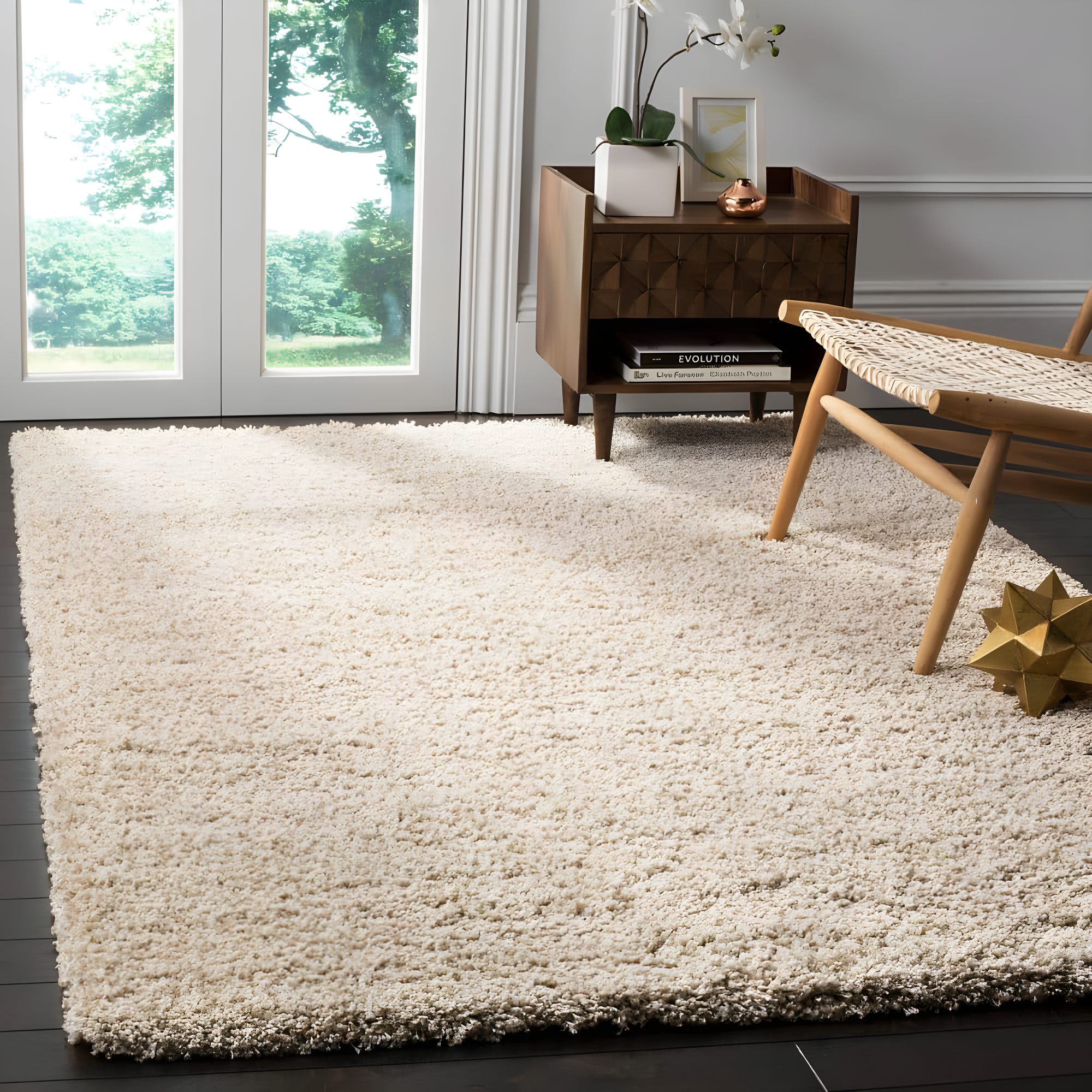 Shag SG151 Power Loomed Indoor Area Rug - Beige - 5'3"x7'6" - Safavieh.