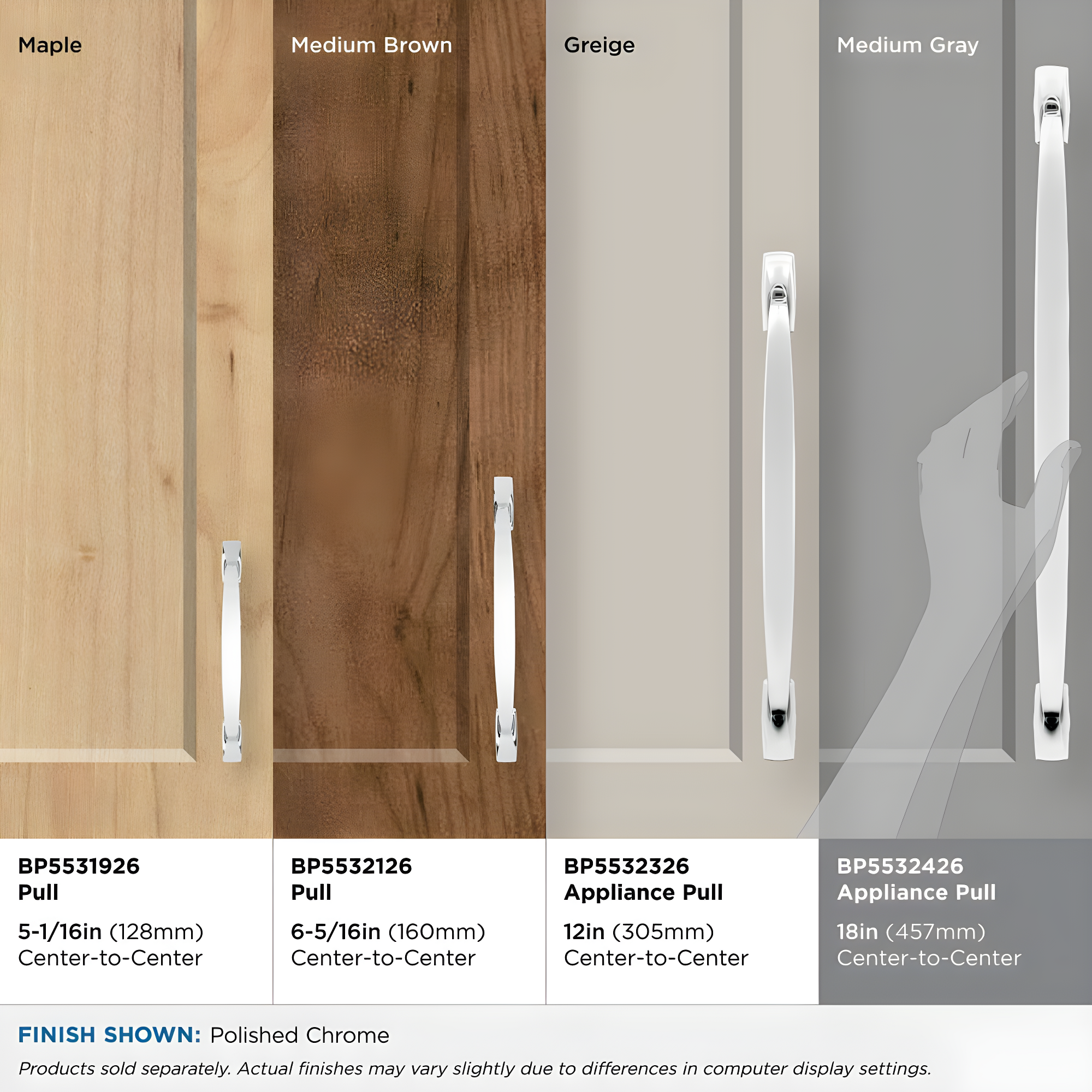 Amerock Highland Ridge 18 inch (457mm) Center-to-Center Polished Chrome Appliance Pull