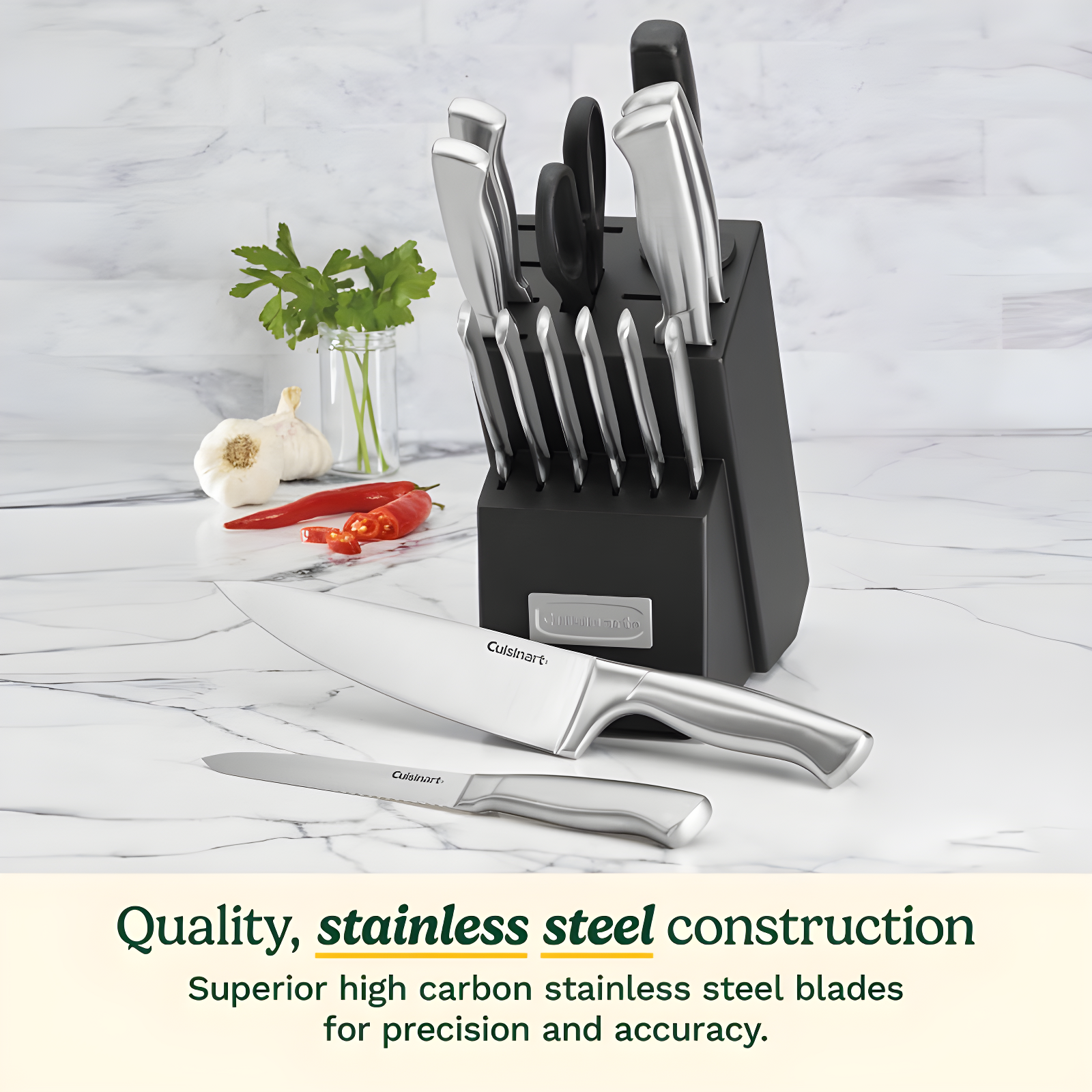 Cuisinart ® Stainless Steel Hollow Handle 15-Piece Knife Block Set