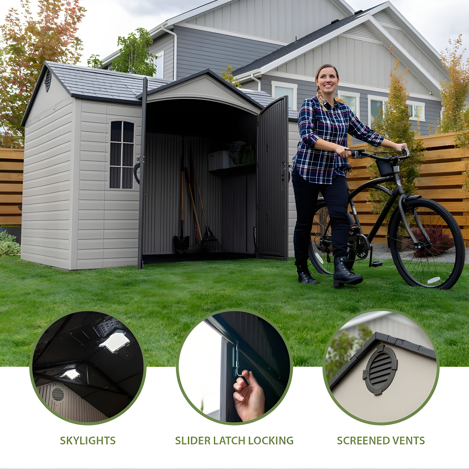 Lifetime 10 Ft. x 8 Ft. High-Density Polyethylene Outdoor Storage Shed with Steel-Reinforced Construction & Reviews | Wayfair