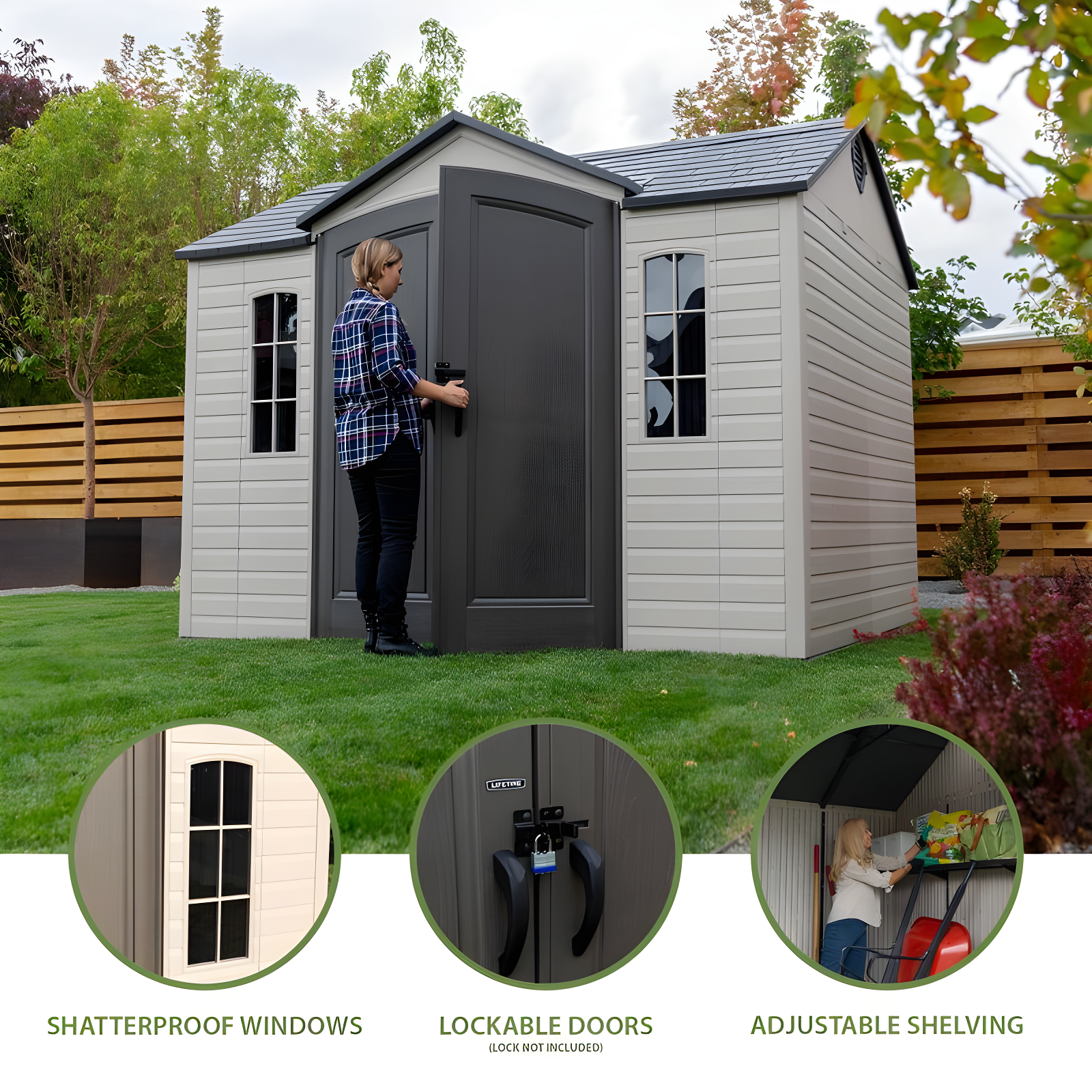 Lifetime 10 Ft. x 8 Ft. High-Density Polyethylene Outdoor Storage Shed with Steel-Reinforced Construction & Reviews | Wayfair