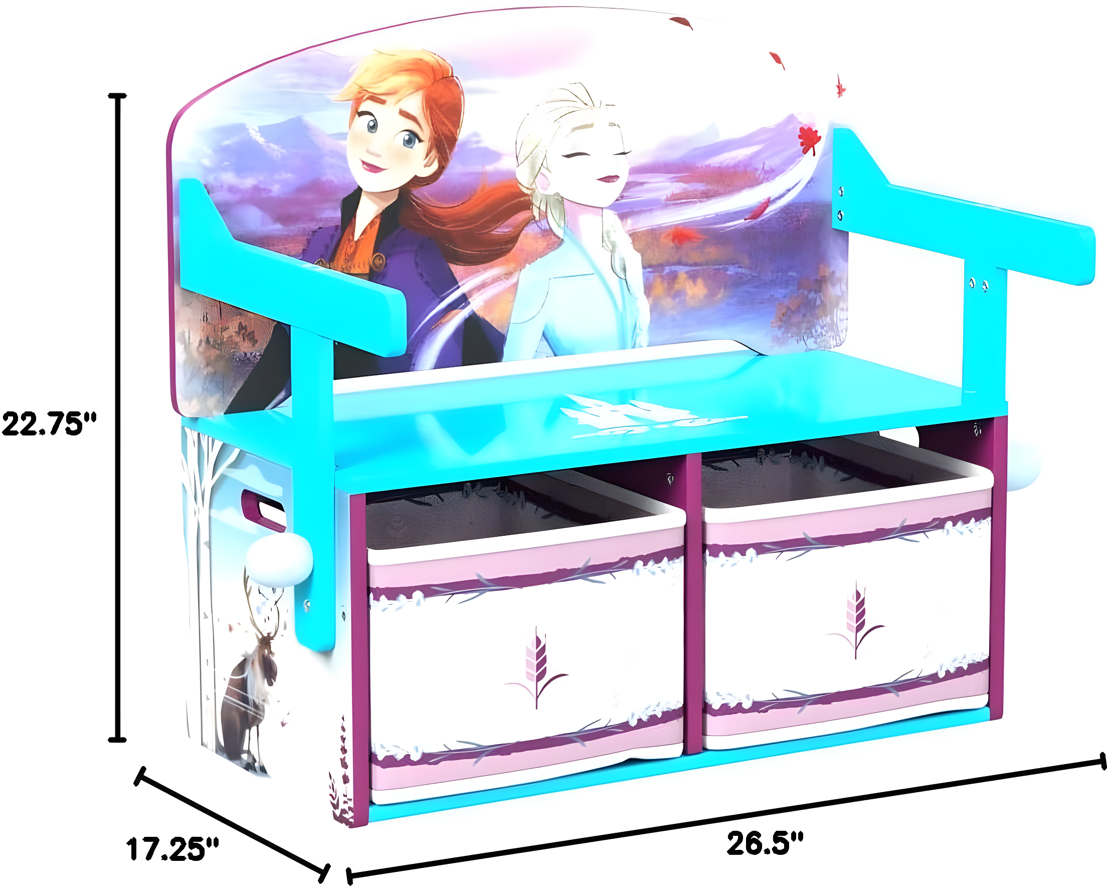 Disney Frozen 2-in-1 Activity Bench and Desk by Delta Children - Greenguard Gold Certified, Blue/Purple