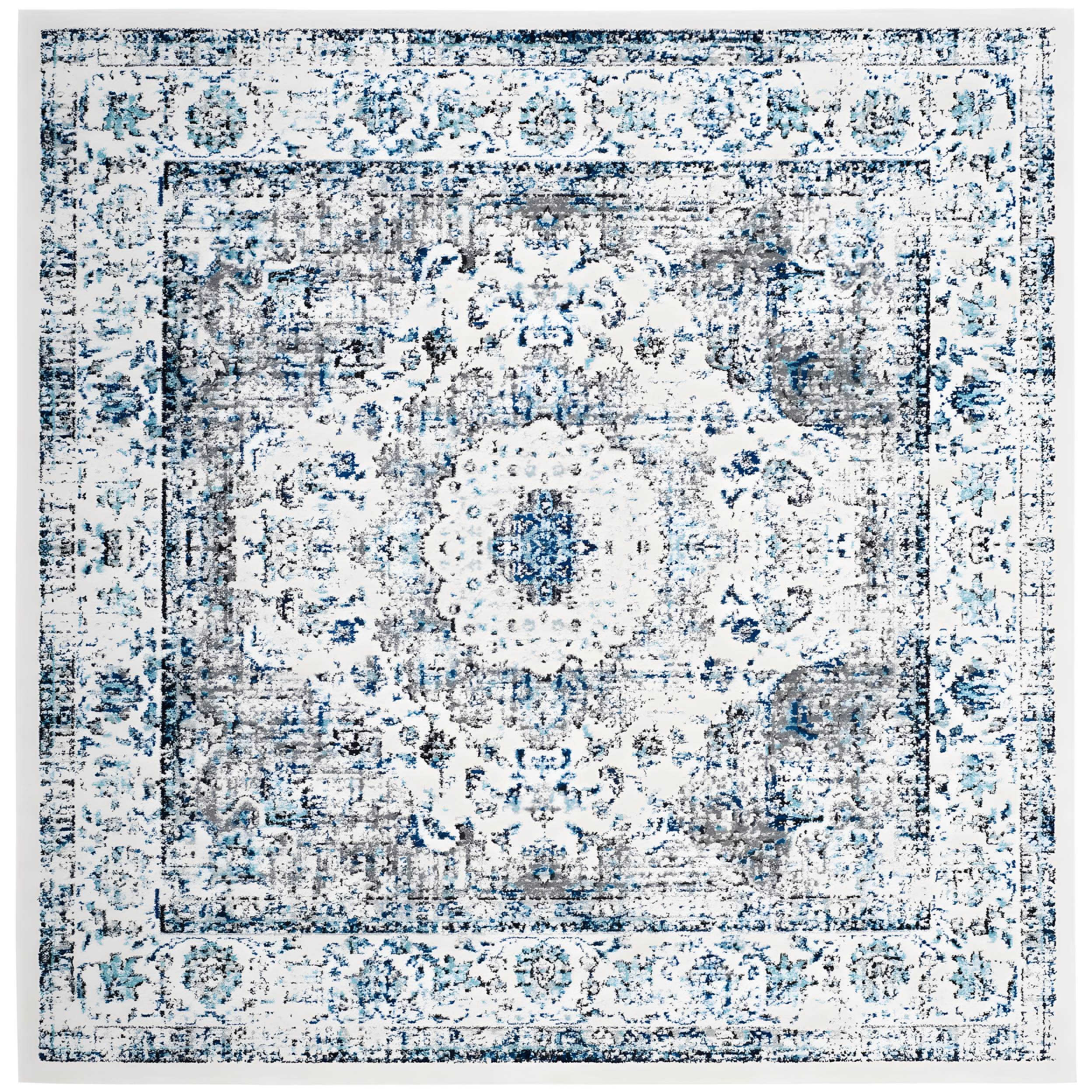 Evoke EVK220 Power Loomed Area Rug - Ivory/Grey - 6'7"x6'7" - Safavieh.