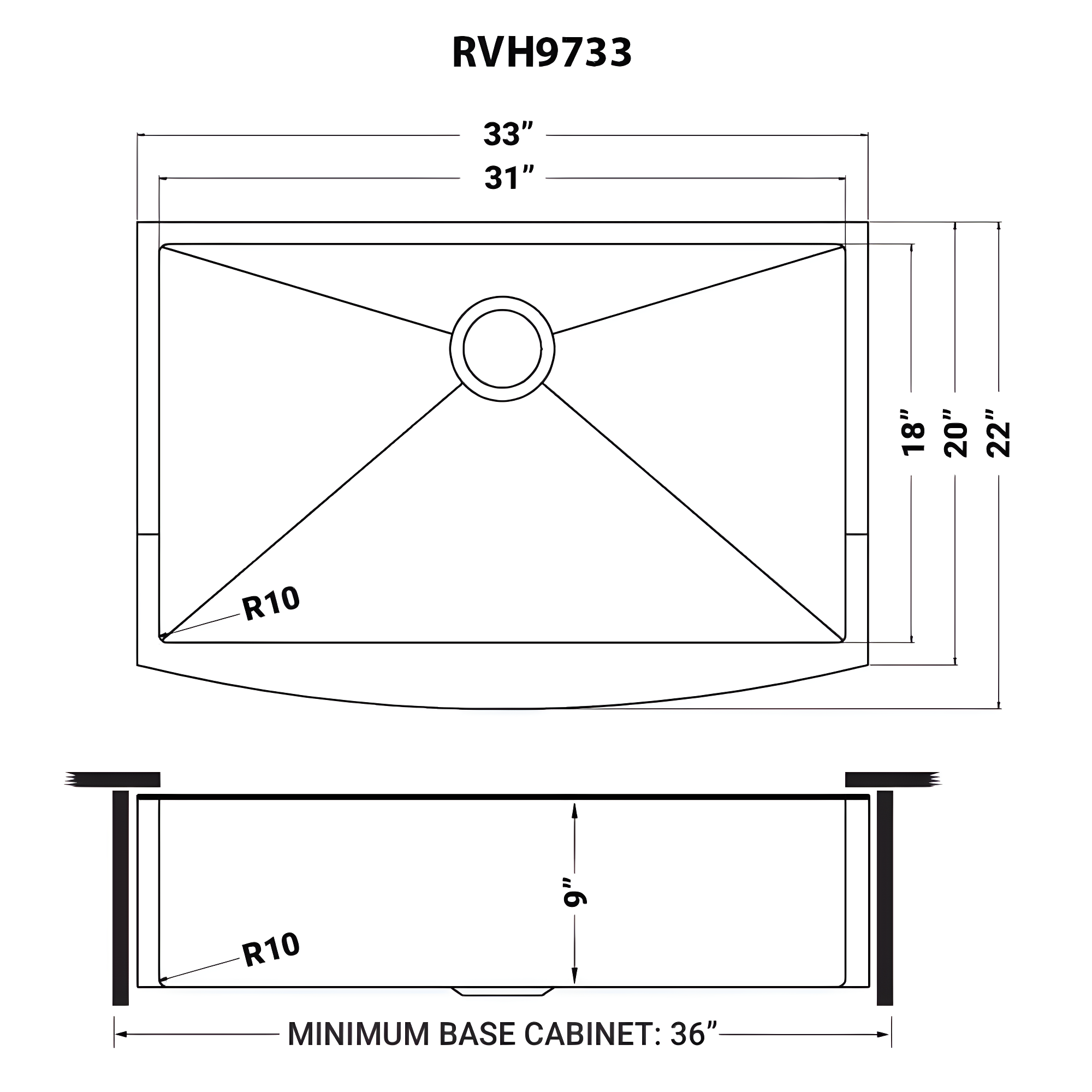 Ruvati 33-inch Apron-Front Farmhouse Kitchen Sink -Stainless Steel