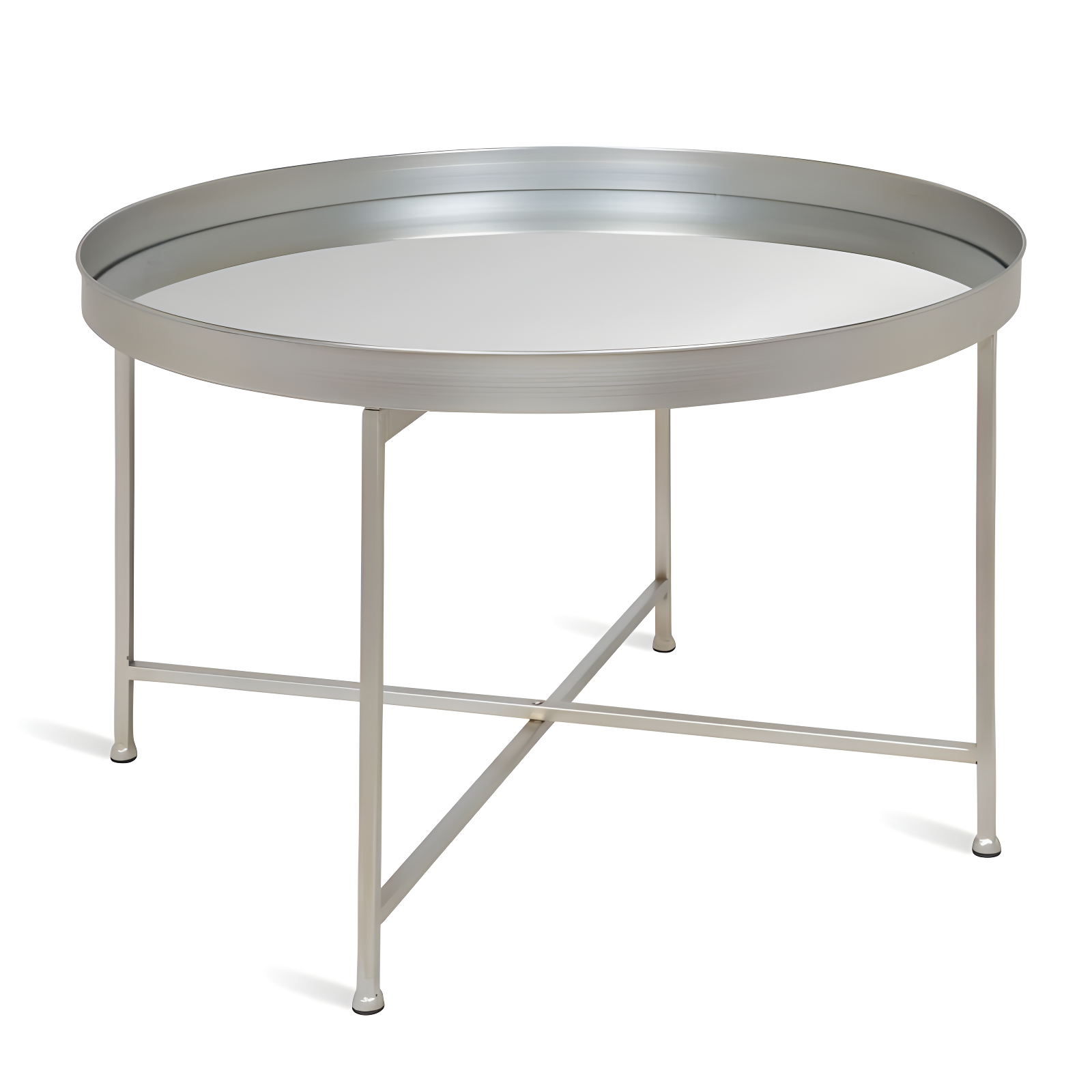 Kate and Laurel Celia Round Metal Coffee Table, 28.25x28.25x19, Silver