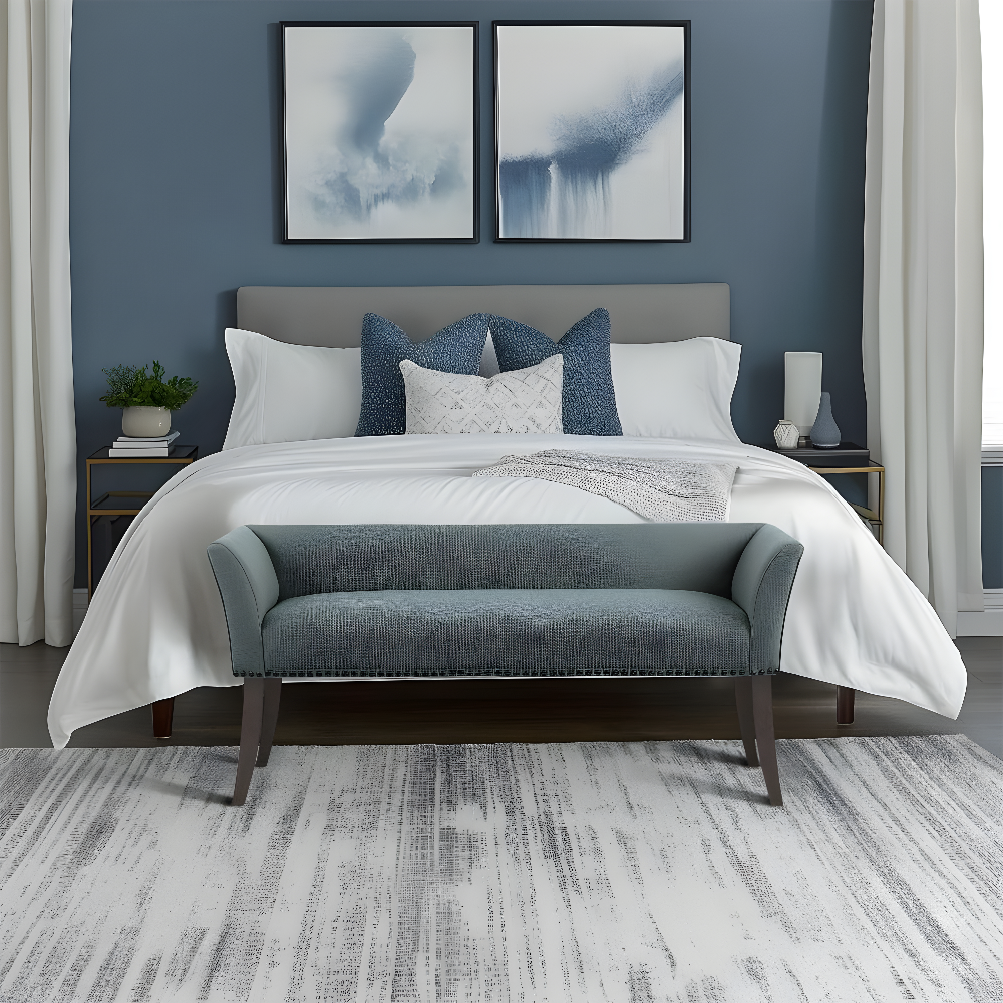 GZMWON 1 Polyester Upholstered Bench Bedroom Bench Modern Bench Accent Bench