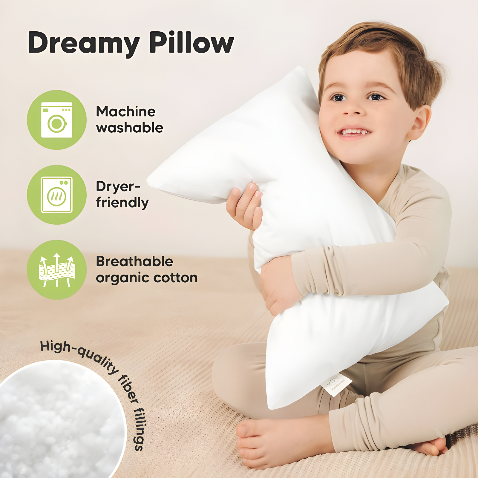 KeaBabies 2-Pack Toddler Pillow - Soft Organic Cotton Kids Pillows for Sleeping - 13X18 Travel Pillow for Kids Age 2-5 (Soft White)