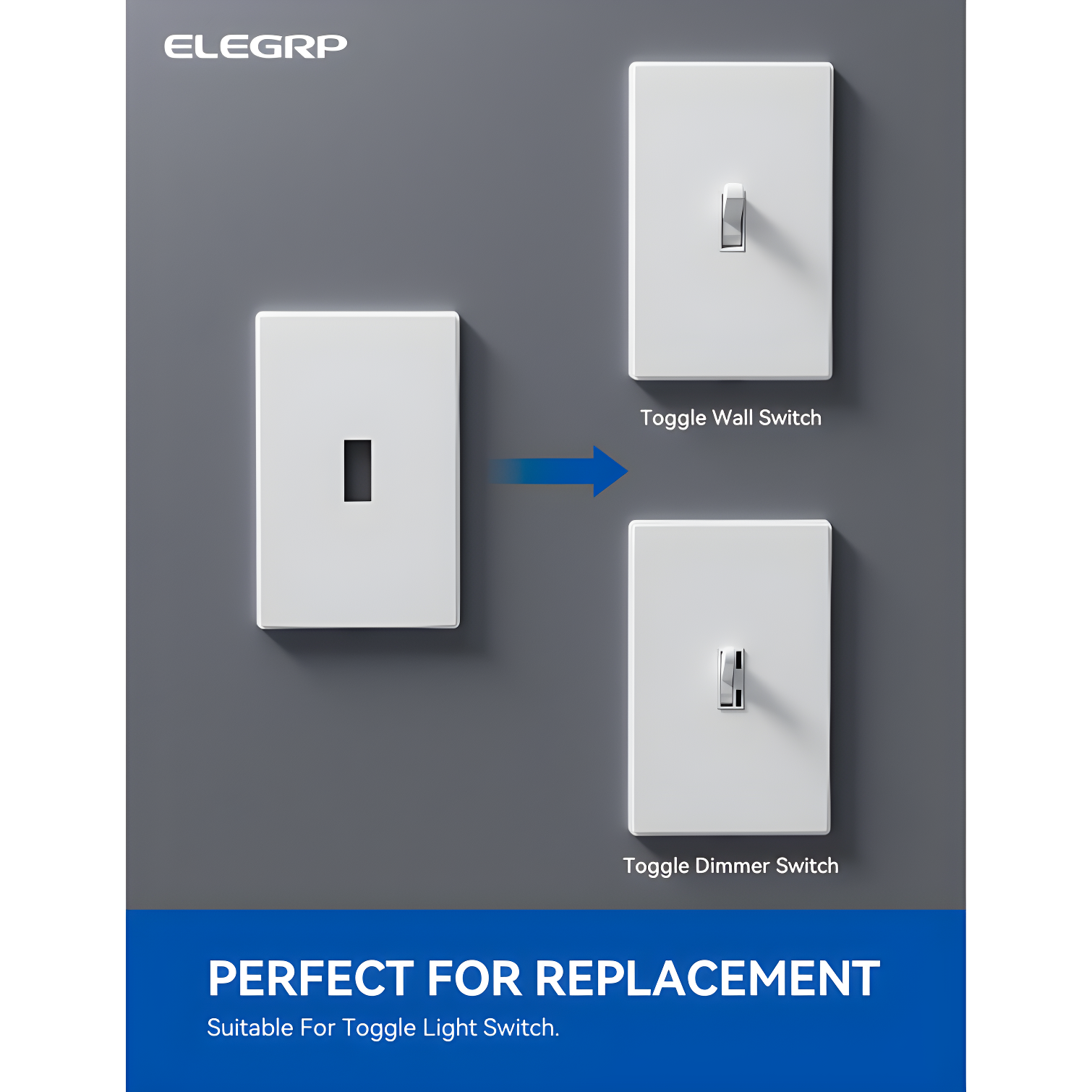 ELEGRP No Subject 1 - Gang Toggle Light Switch Wall Plate (Set of 10)