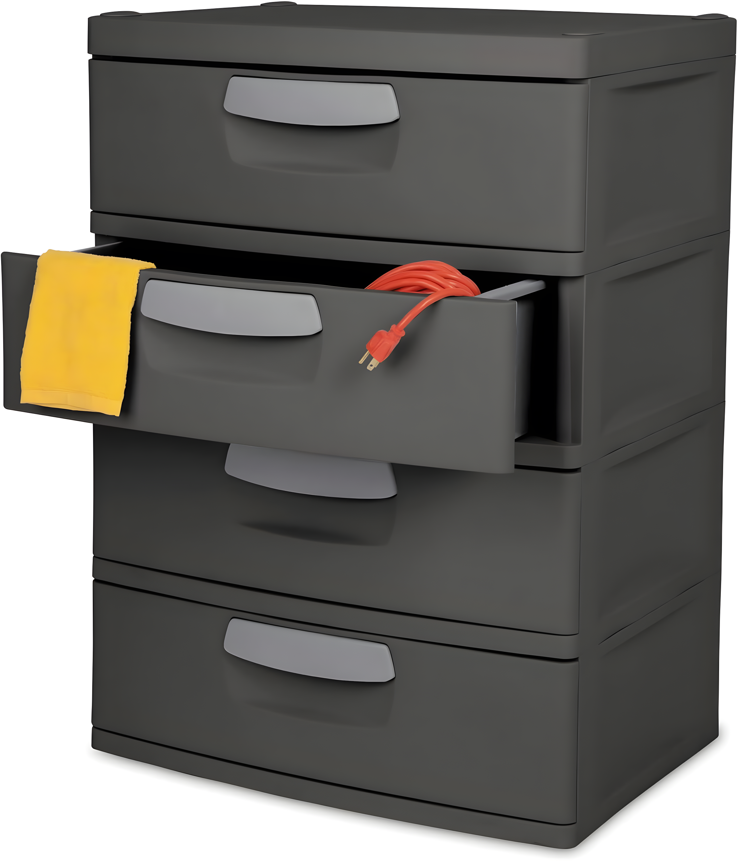 Sterilite 4 Drawer Unit, Durable Plastic Construction,  Frame and Drawers, Dk Gray
