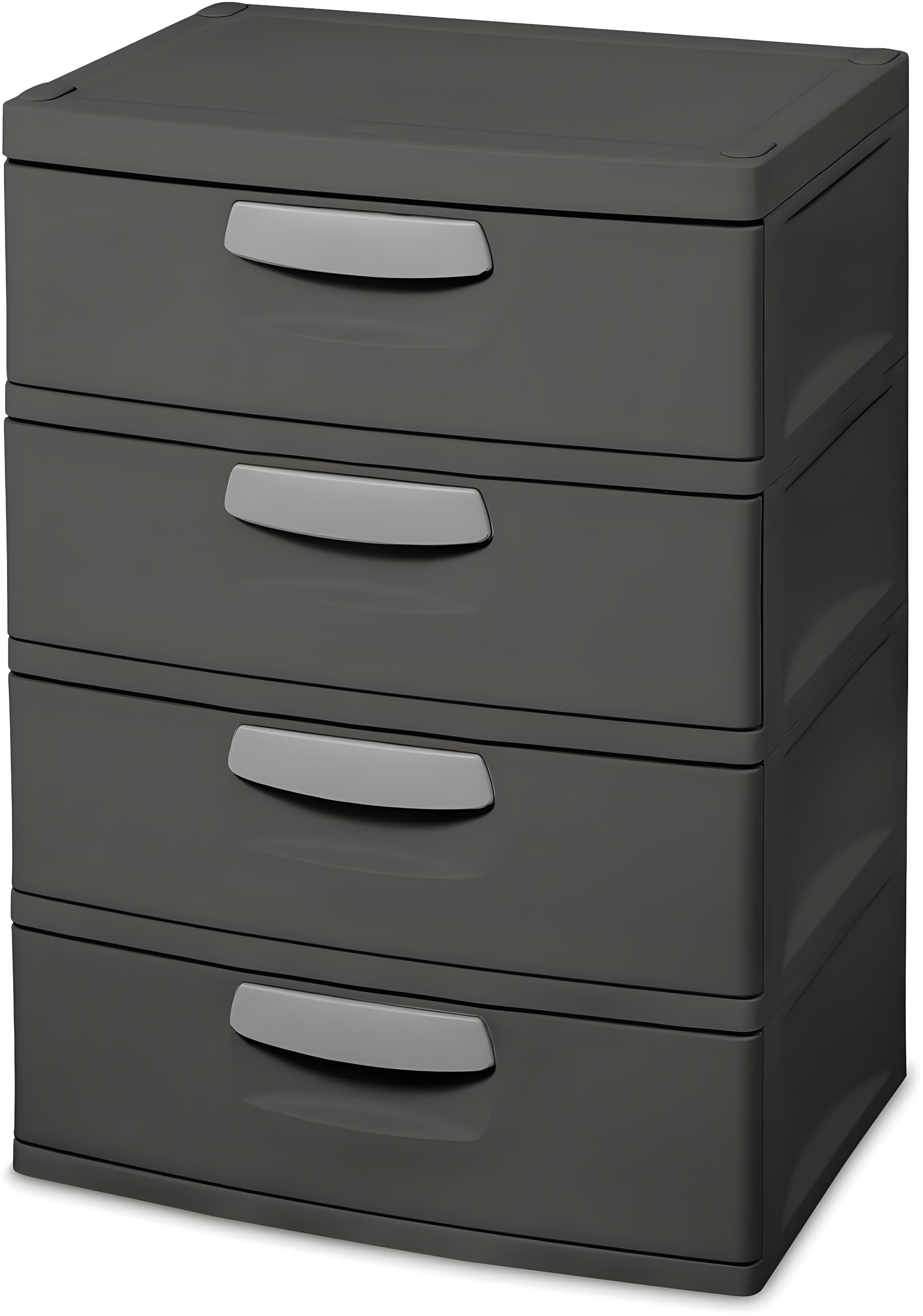 Sterilite 4 Drawer Unit, Durable Plastic Construction,  Frame and Drawers, Dk Gray