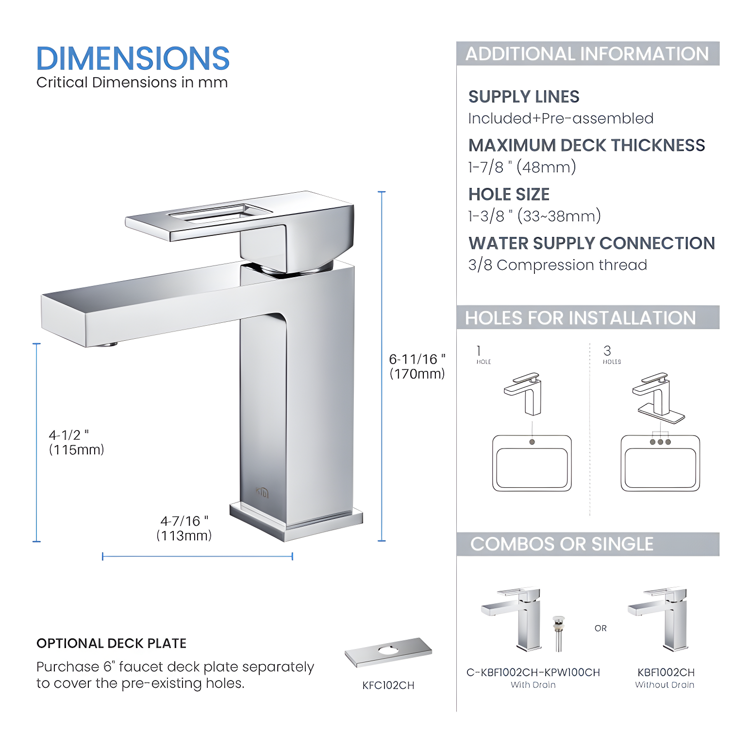 Cube Single-Hole Single-handle Bathroom Faucet