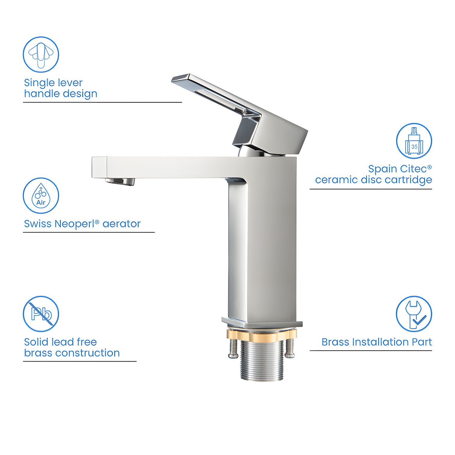 Cube Single-Hole Single-handle Bathroom Faucet