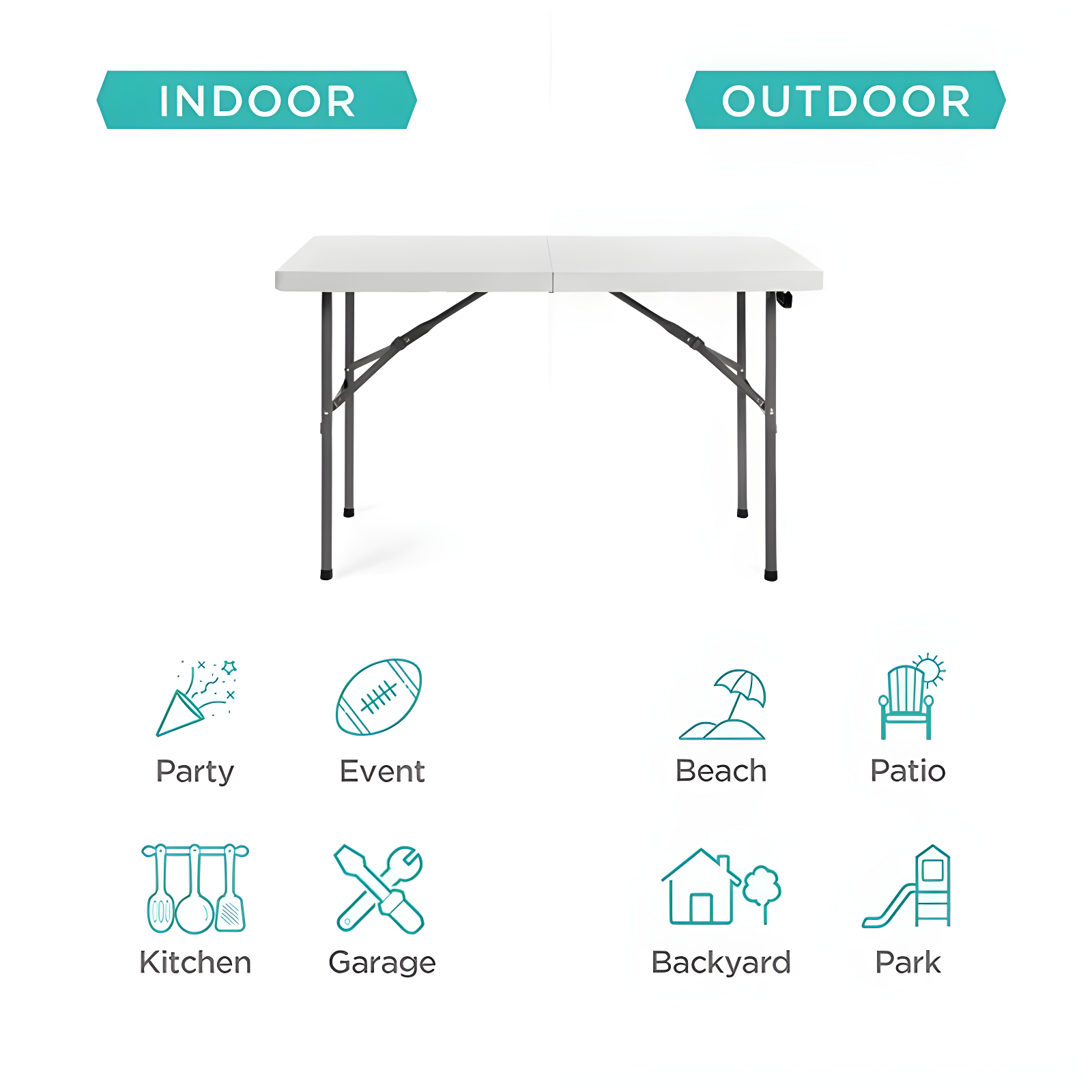 Best Choice Products Plastic Folding Table, Indoor Outdoor Heavy Duty Portable w/ Handle, Lock for Picnic