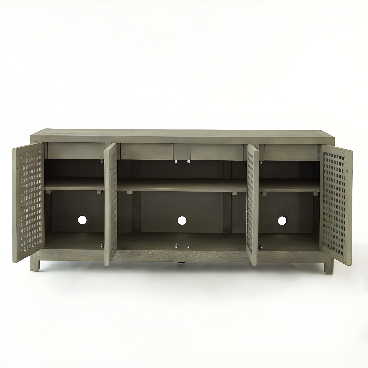 Driftwood Lattice Credenza-Grey